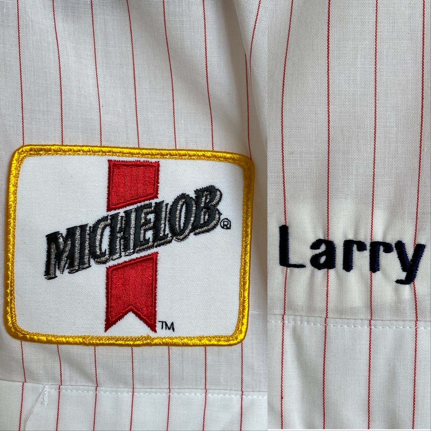 Med. Vintage Budweiser stripe Work shirt Made in USA