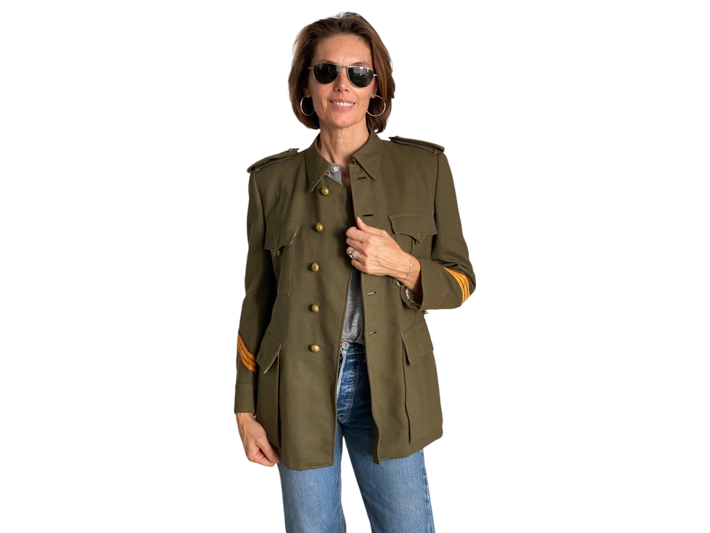Small. Authentic 50s Vintage Spanish military uniform jacket