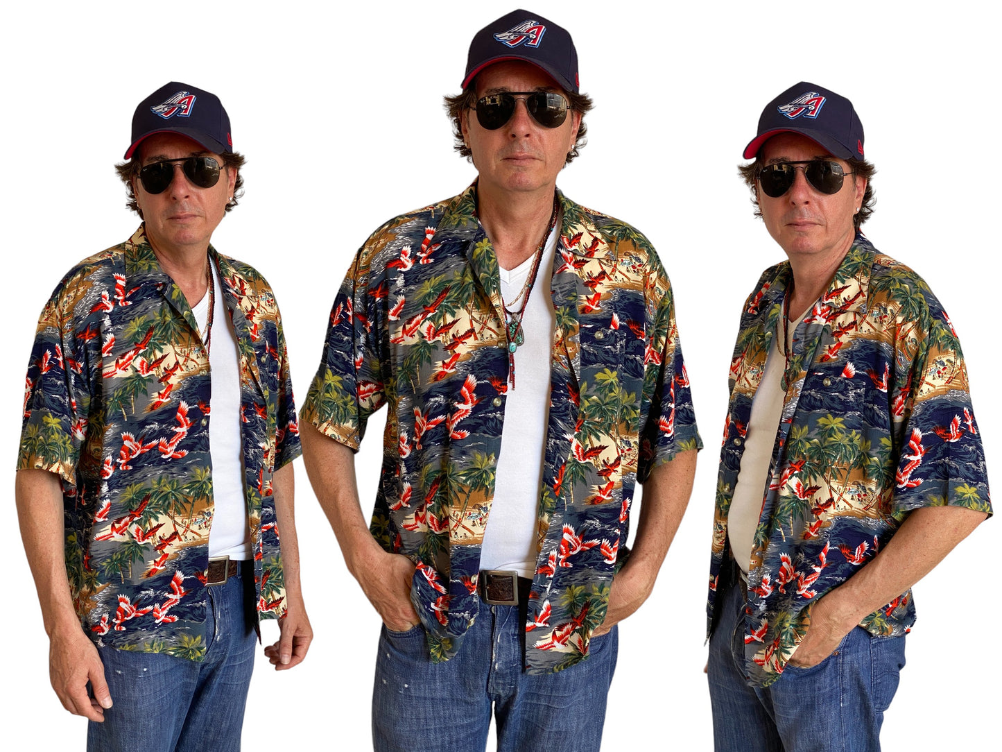 Size L. Vintage 90s polyester thin Hawaiian shirt