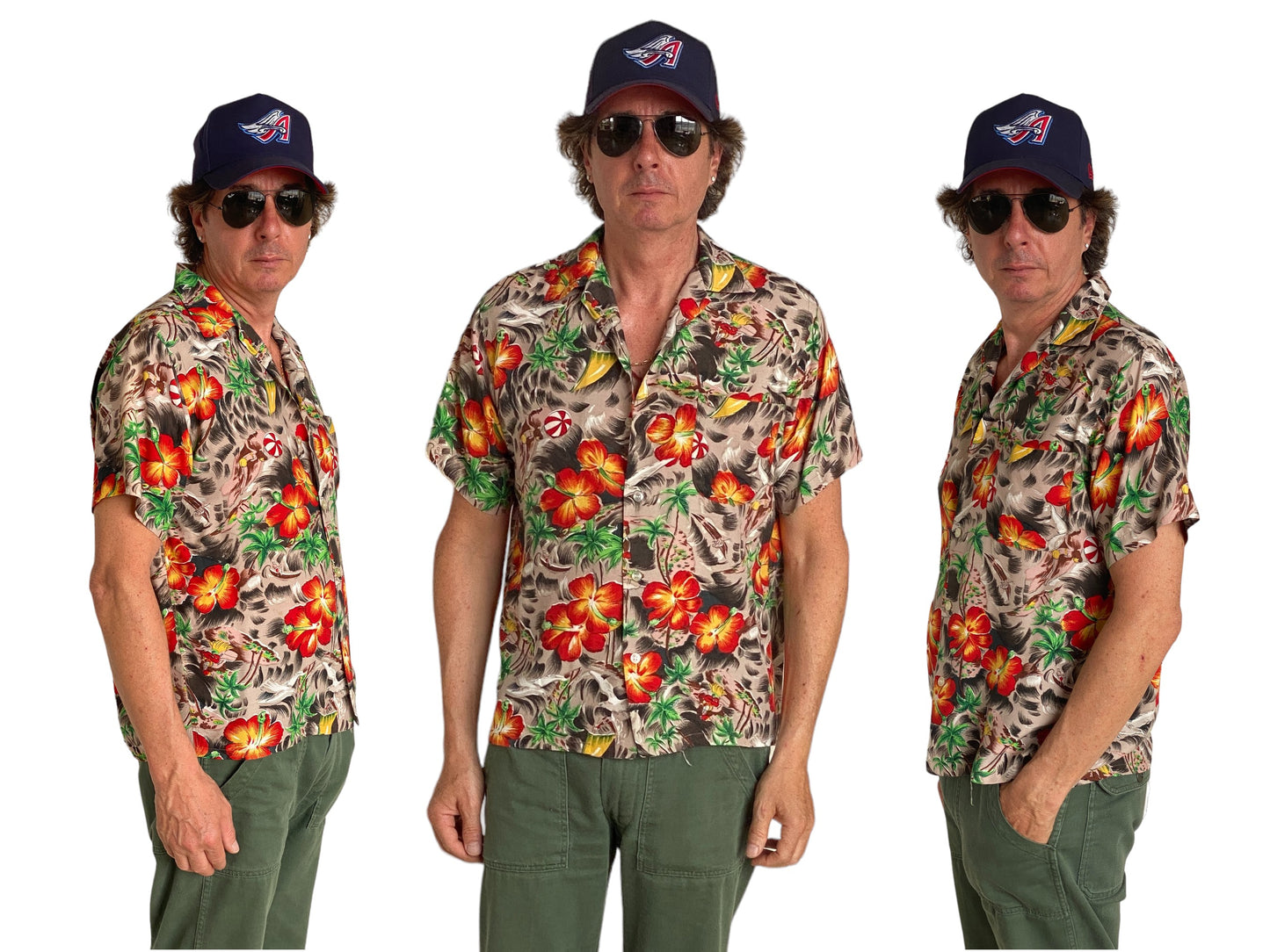 Size Med. Vintage 60s Aloha Hawaiian shirt Made in Japan