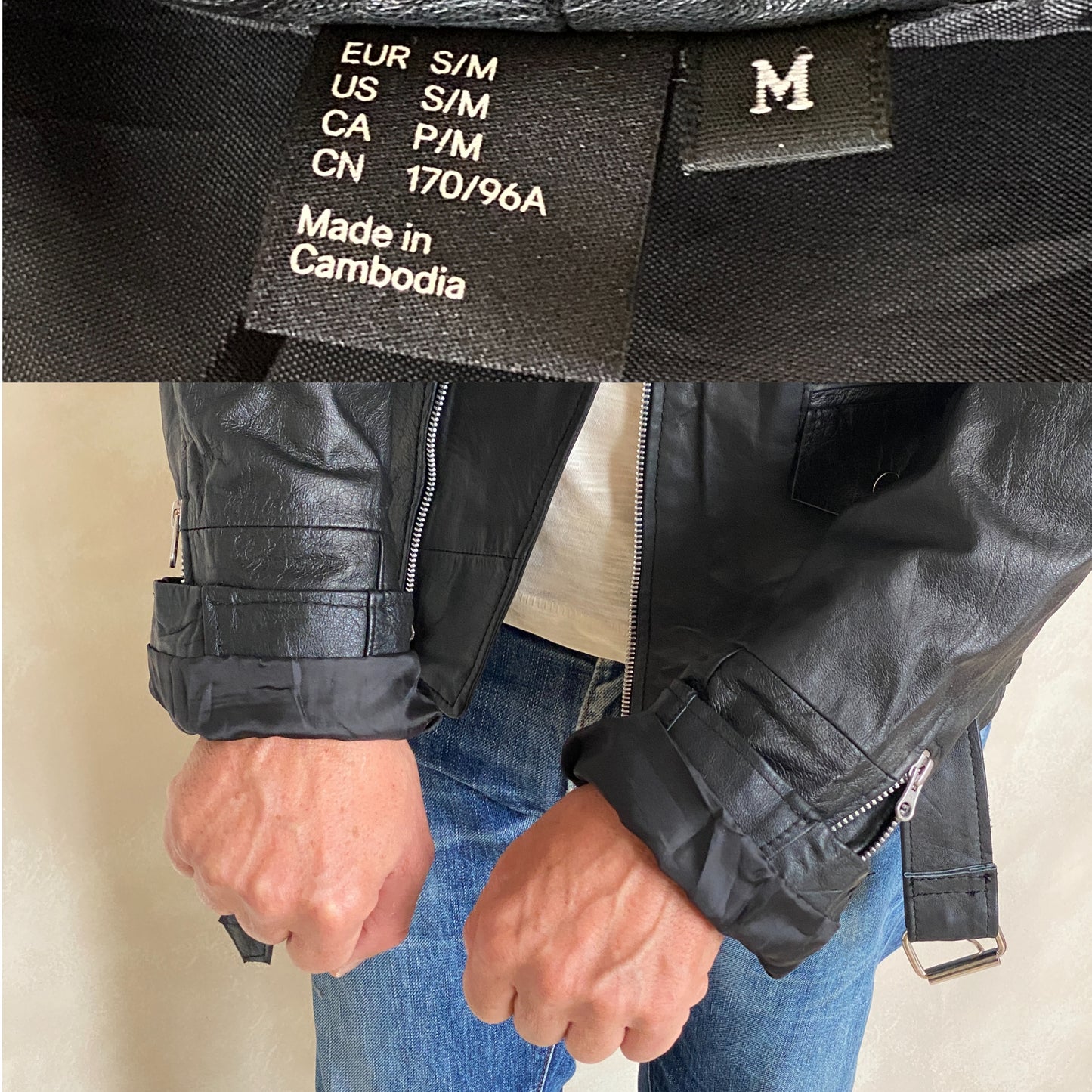 Medium Recycled Leather Motorcycle Jacket | Eco-Friendly Biker Gear