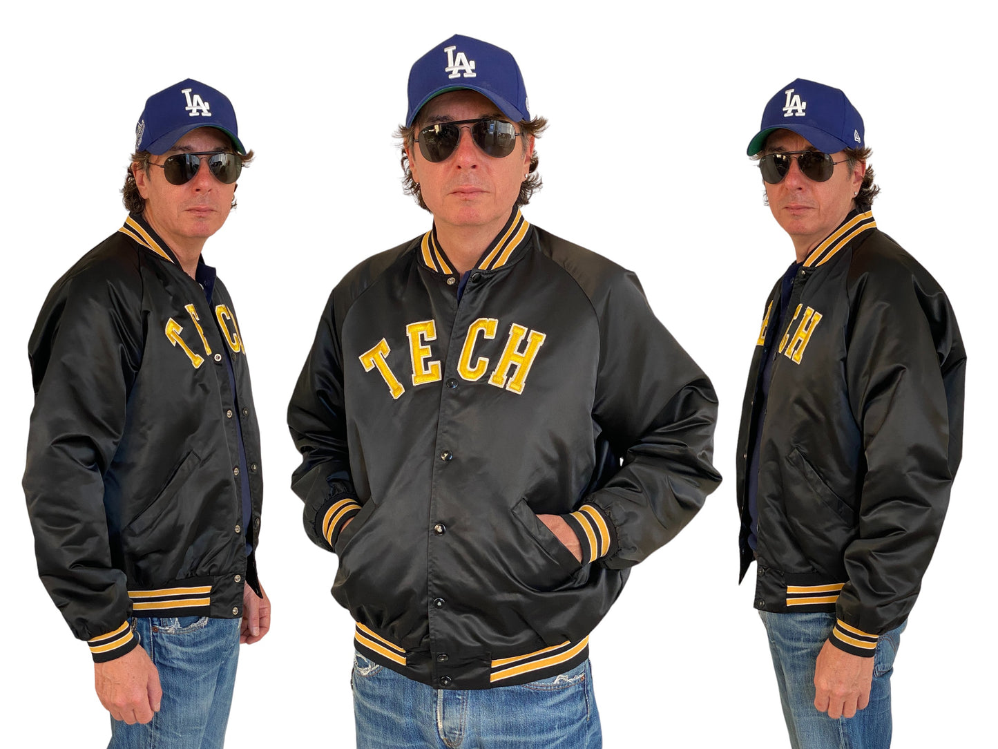 Large . Vintage Tech Satin jacket Made in USA
