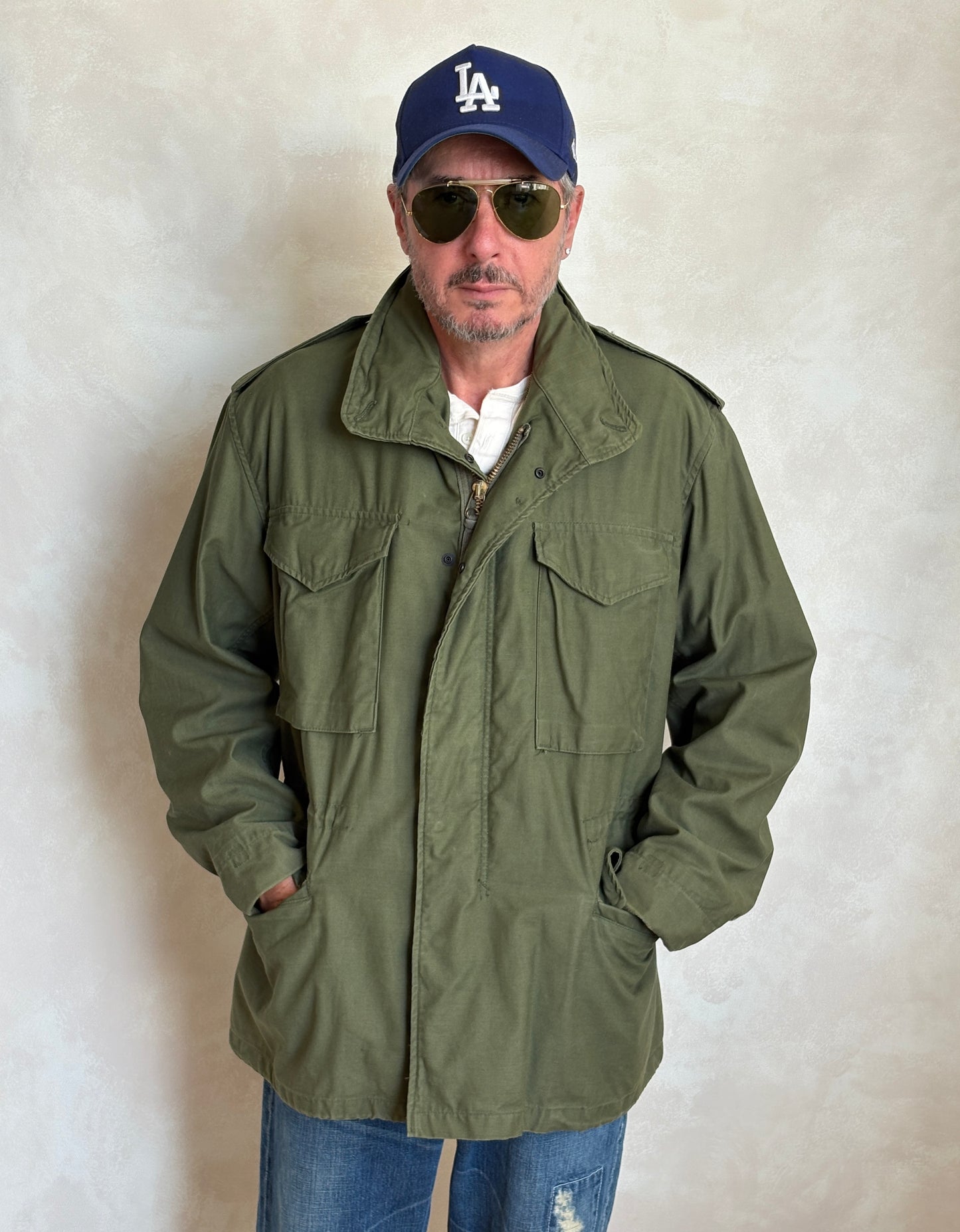 Medium Reg. Authentic 1980 US Army M-65 field jacket Military- Made by John Ownbey