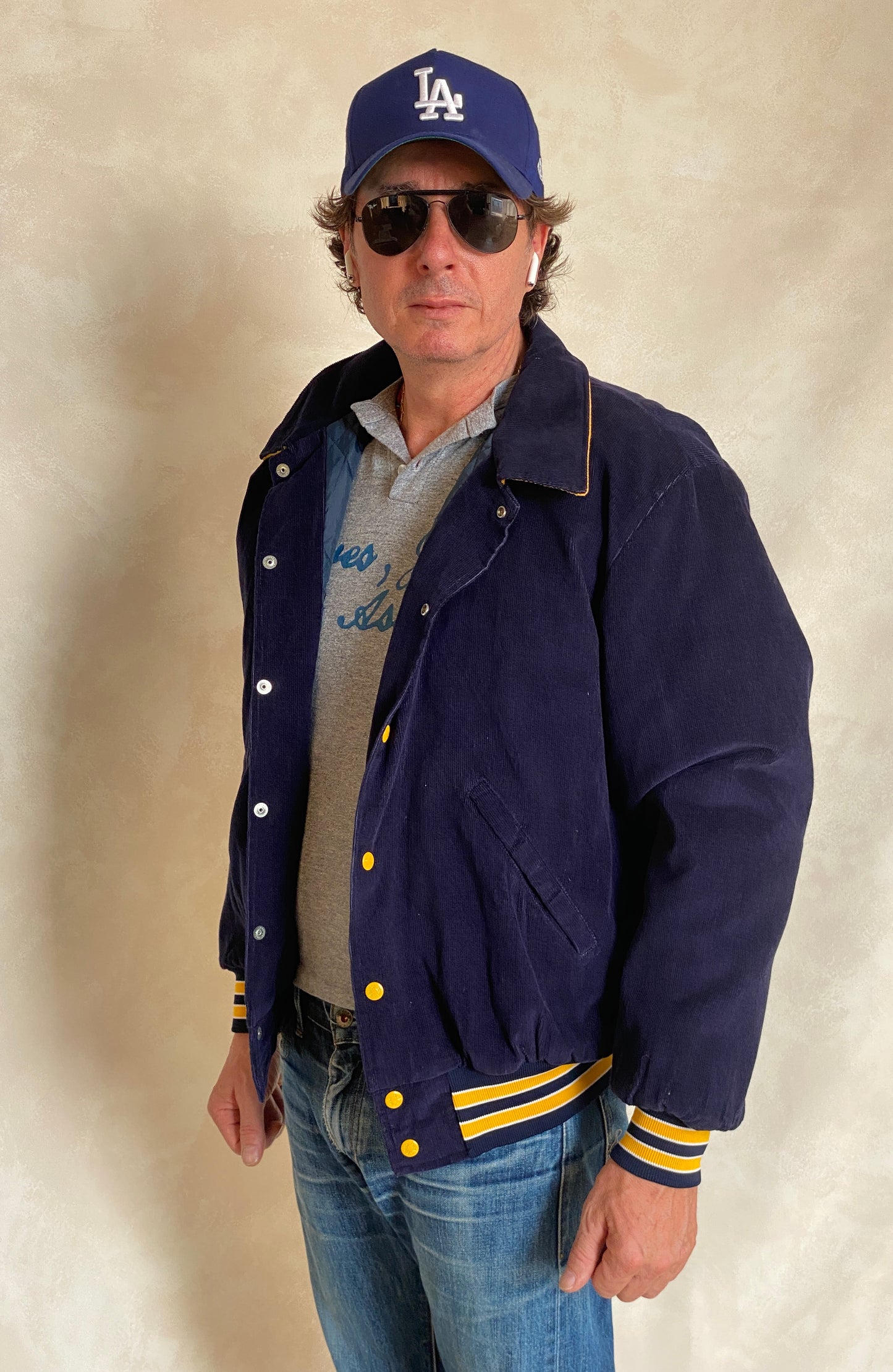 Large. Navy blue Vintage Birdie Corduroy jacket Made in USA