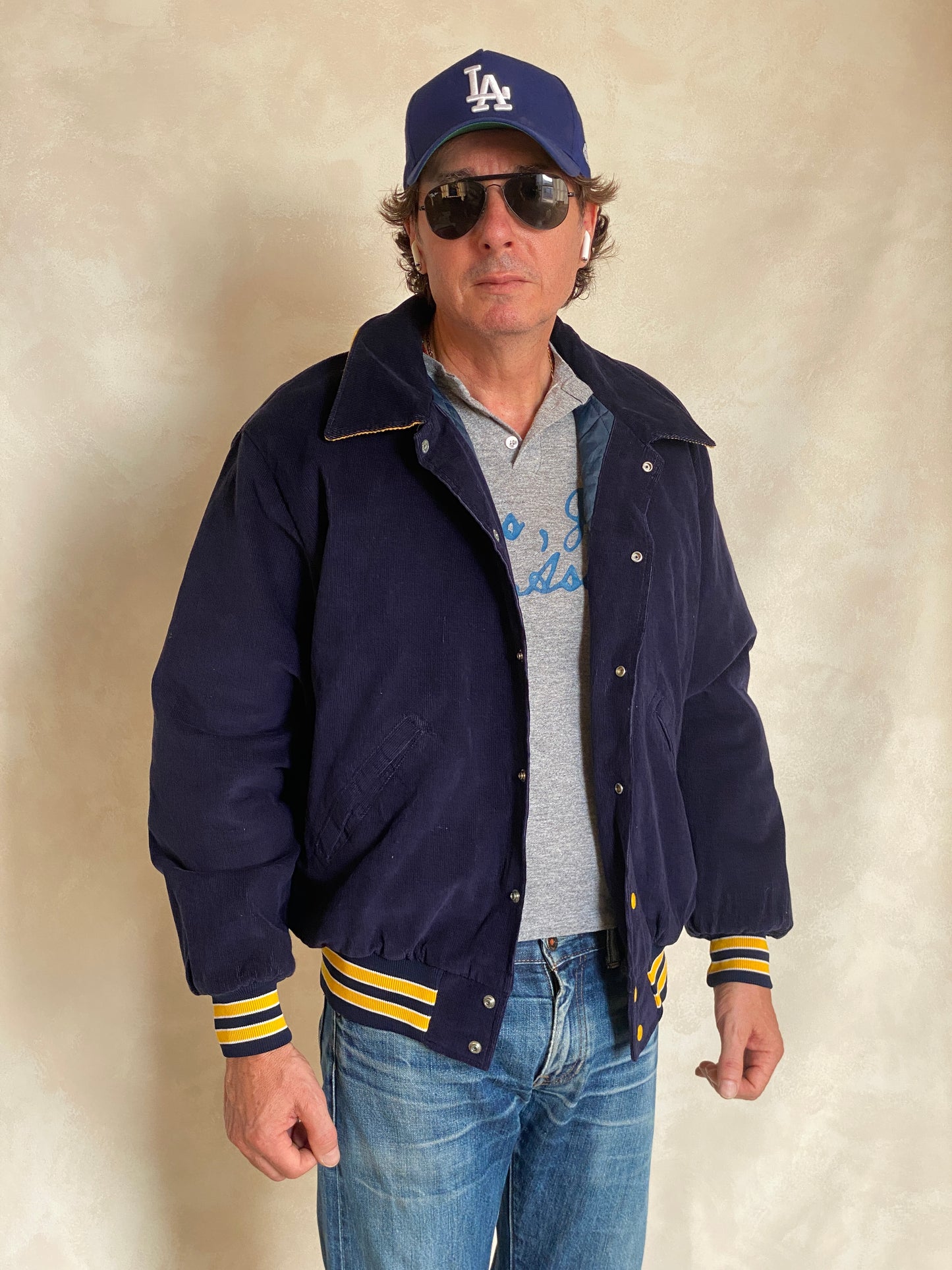 Large. Navy blue Vintage Birdie Corduroy jacket Made in USA