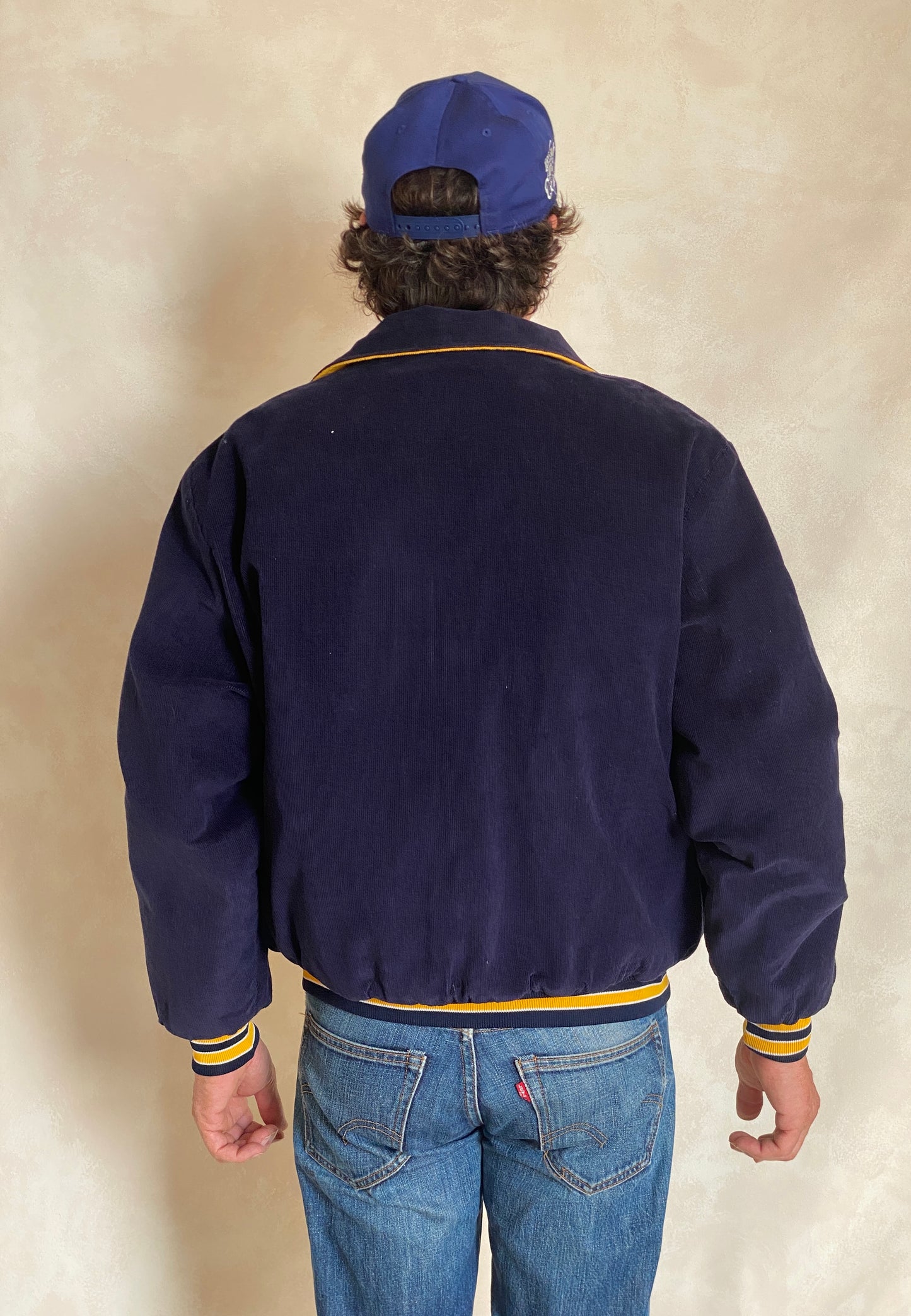 Large. Navy blue Vintage Birdie Corduroy jacket Made in USA