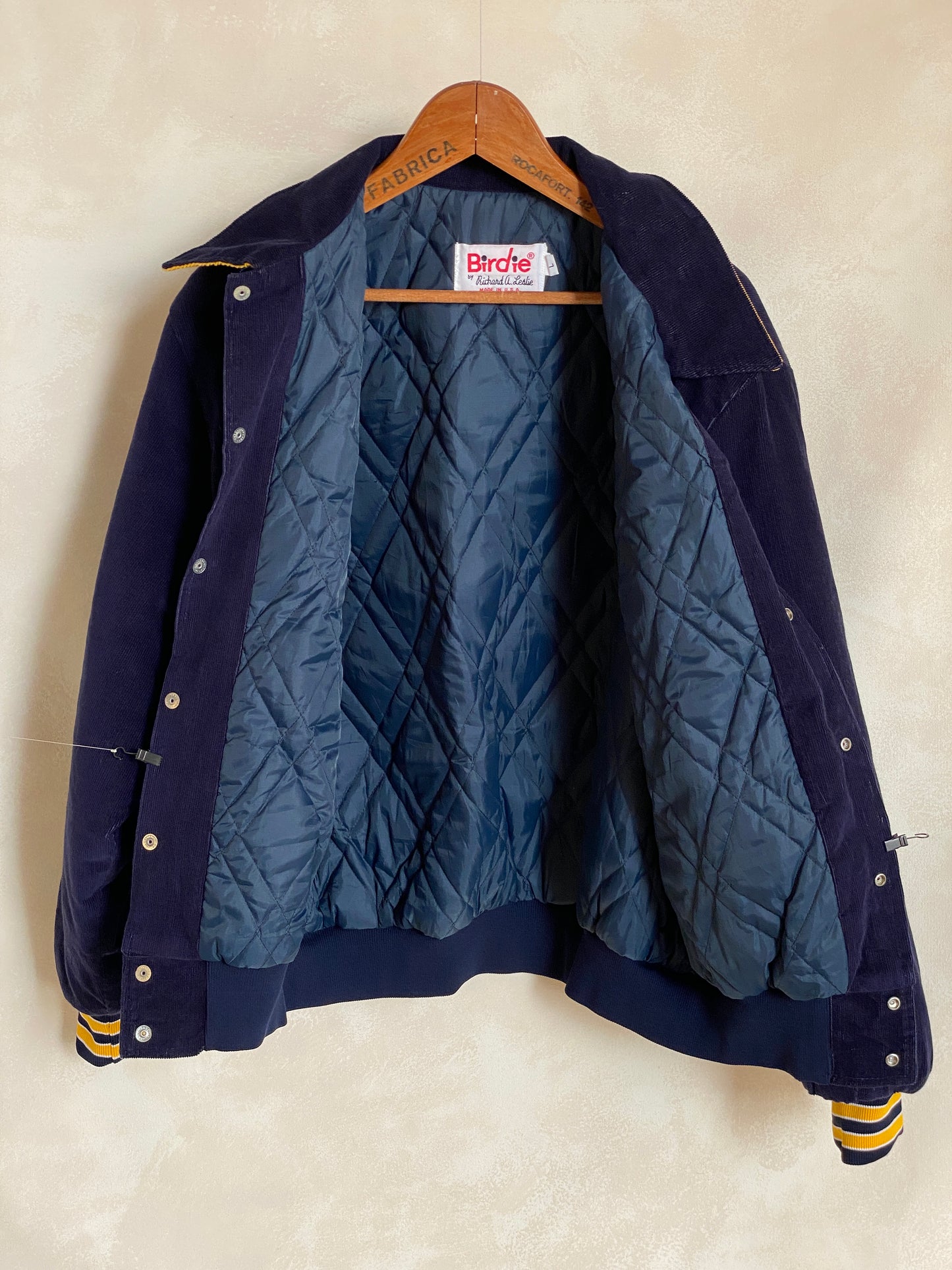 Large. Navy blue Vintage Birdie Corduroy jacket Made in USA