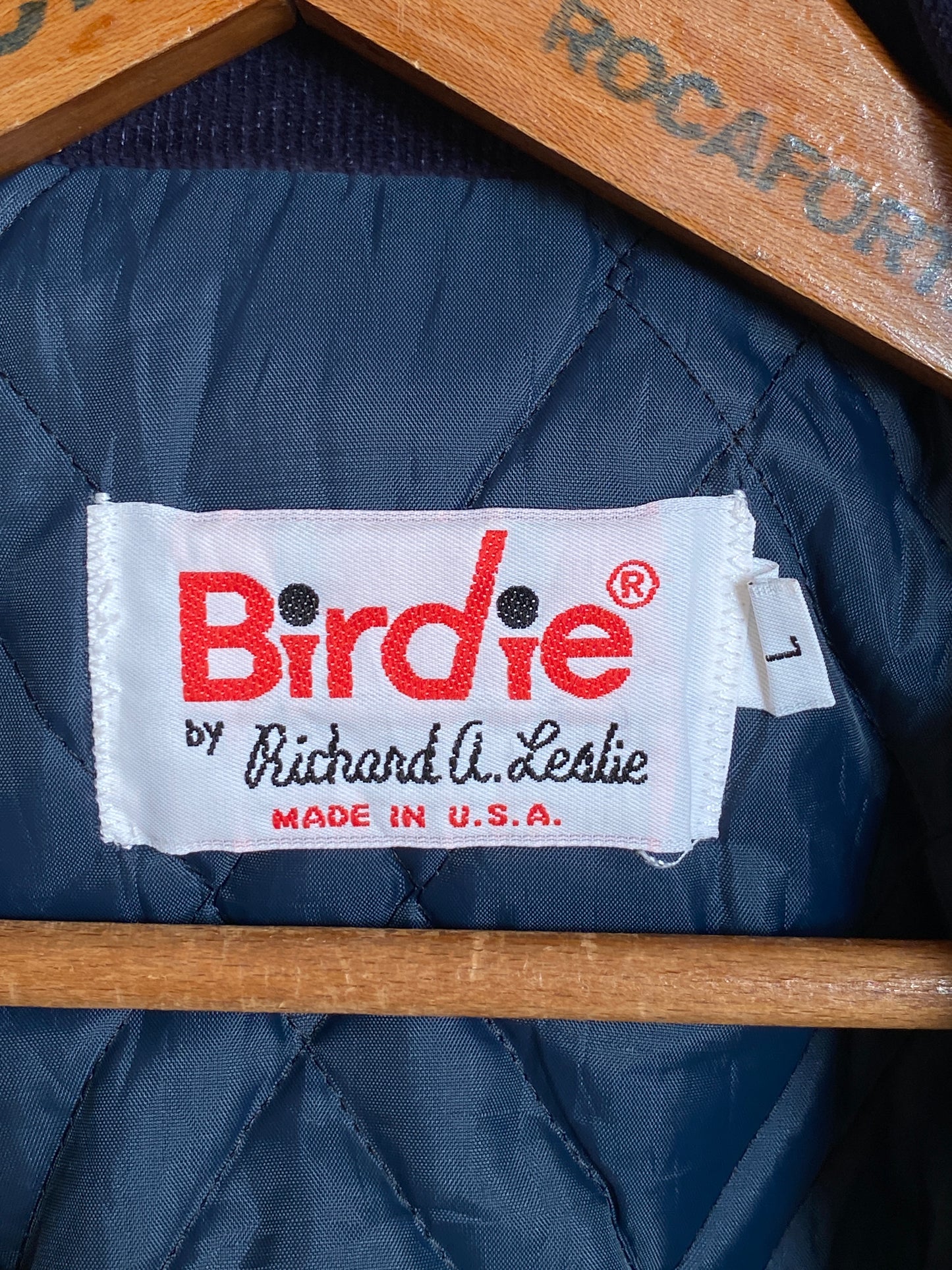 Large. Navy blue Vintage Birdie Corduroy jacket Made in USA