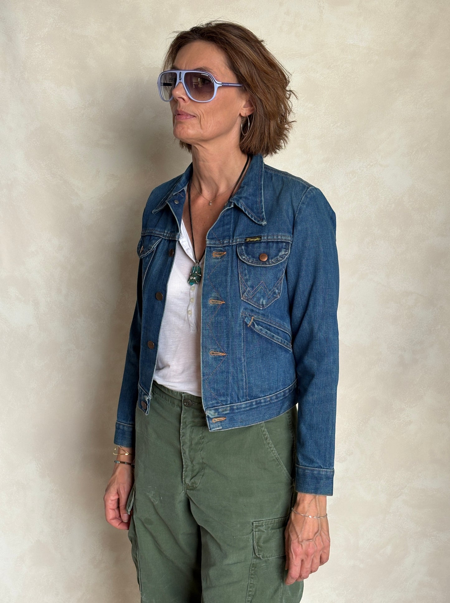 Size 16 . Vintage 70s Wrangler Denim Jacket – 4 Pockets – Made in USA