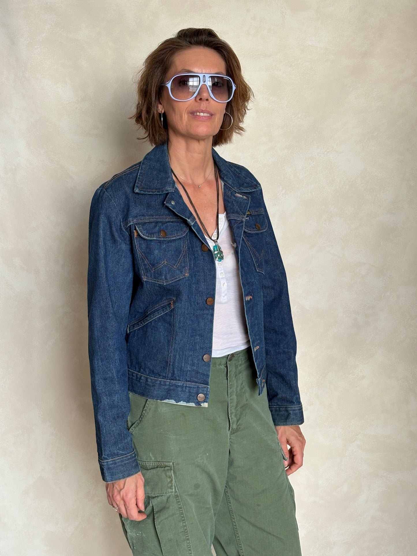 Size 36US / 46EU . Vintage 70s Wrangler Denim Jacket – 4 Pockets – Made in USA