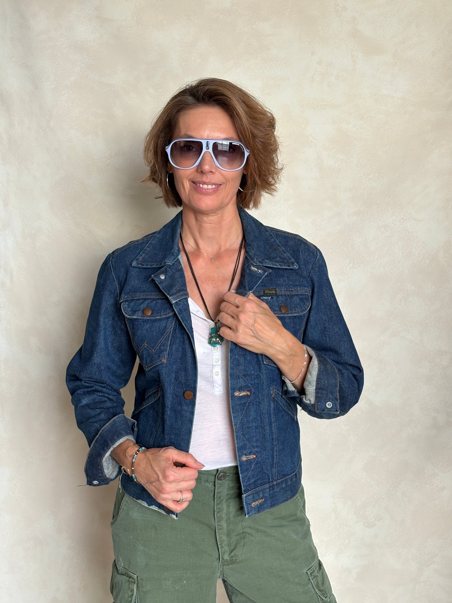 Size 36US / 46EU . Vintage 70s Wrangler Denim Jacket – 4 Pockets – Made in USA