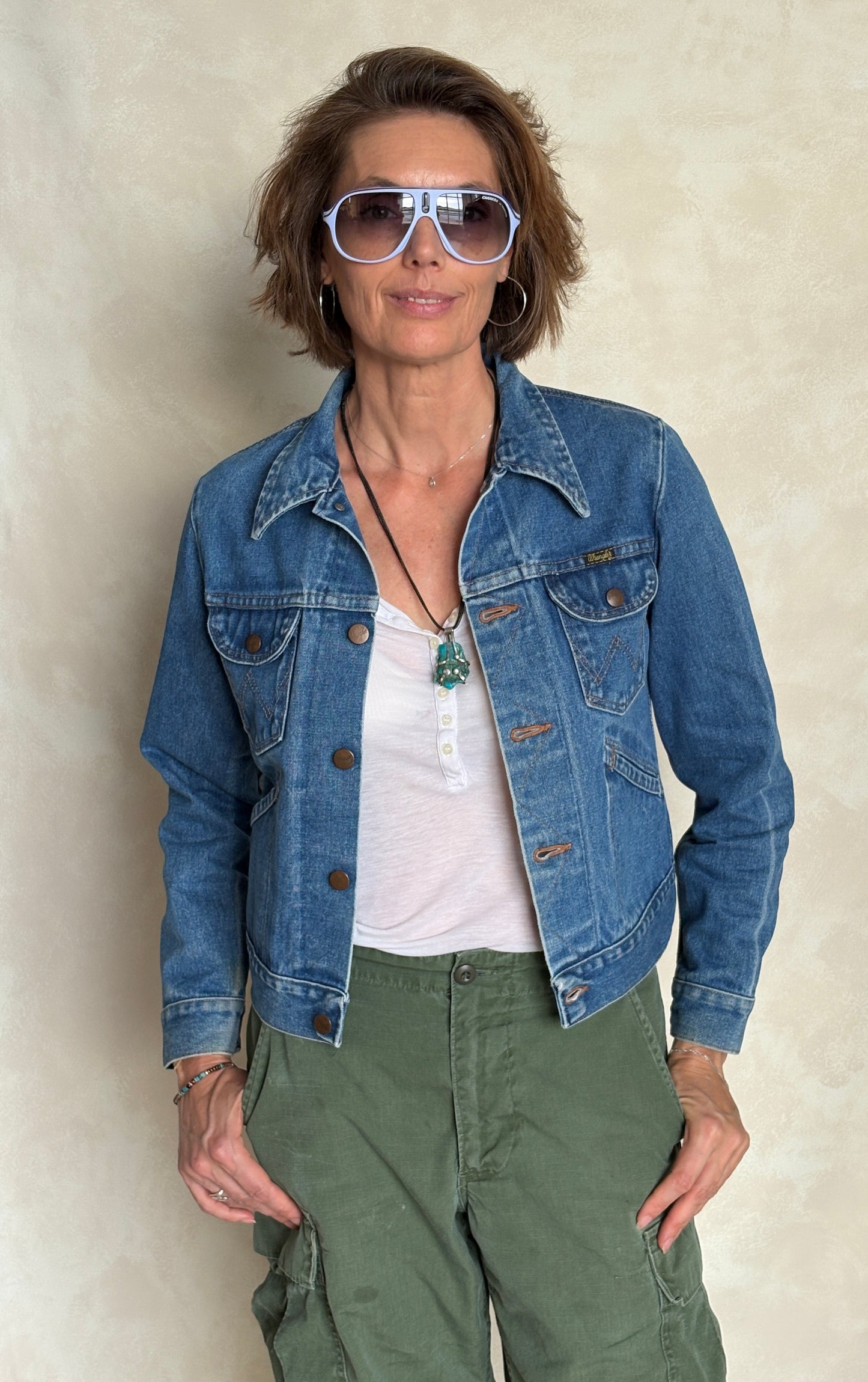 Size 18 . Vintage 70s Wrangler Denim Jacket – 4 Pockets – Made in USA