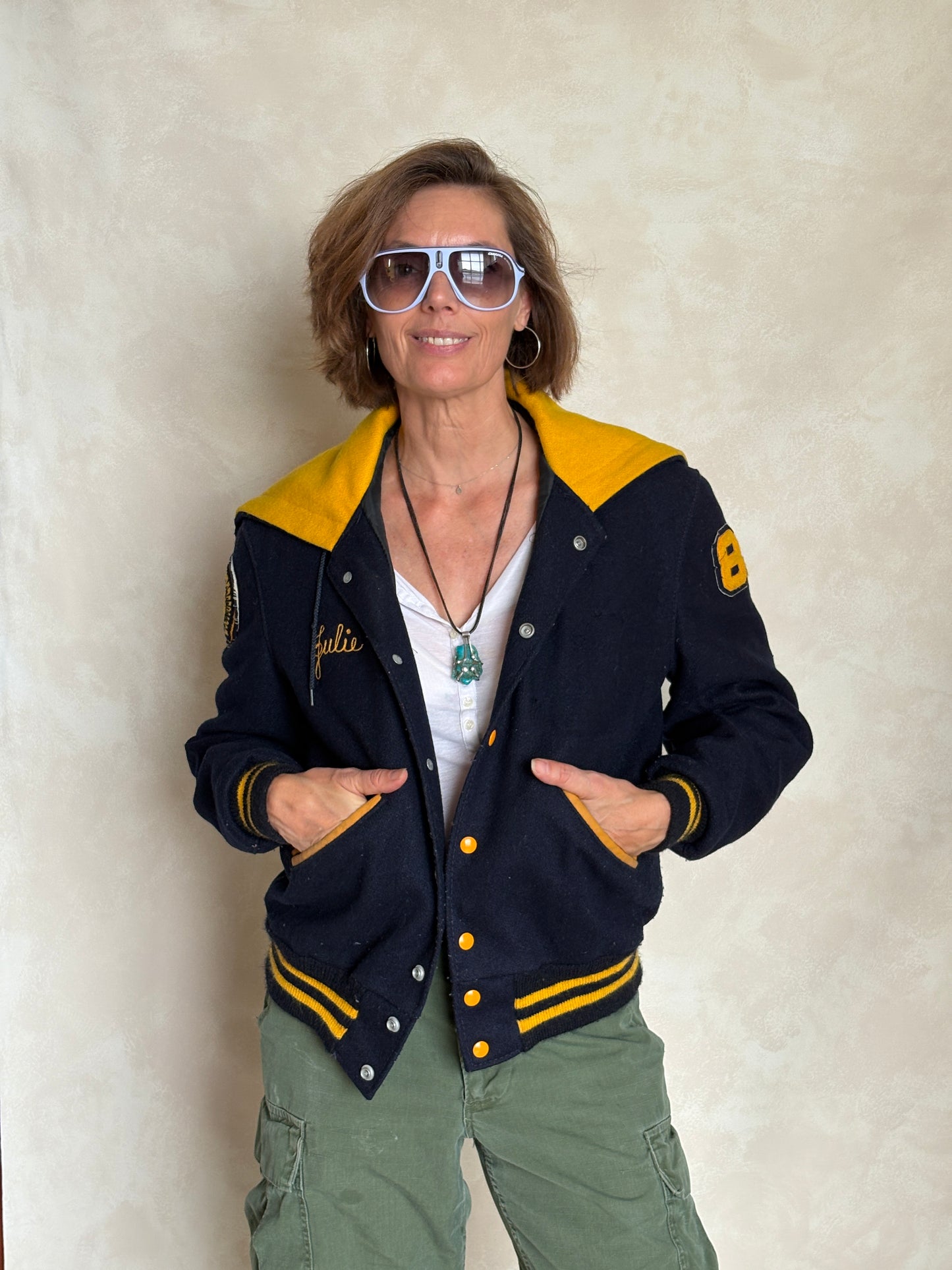 Large. Vintage 60s Varsity wool and leather jacket Made in USA - USA Vintage Bcn