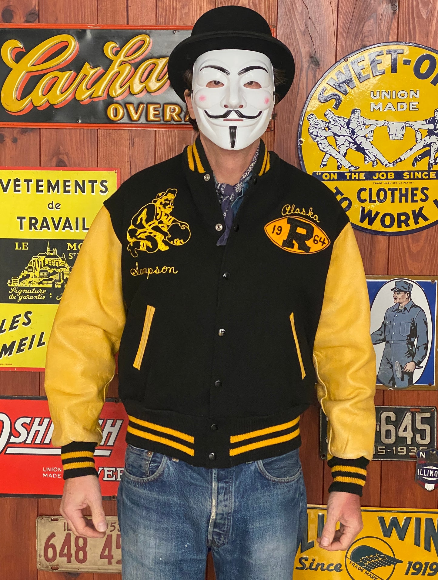Vintage 1964 Varsity Jacket Wainwright Alaska - Size 44