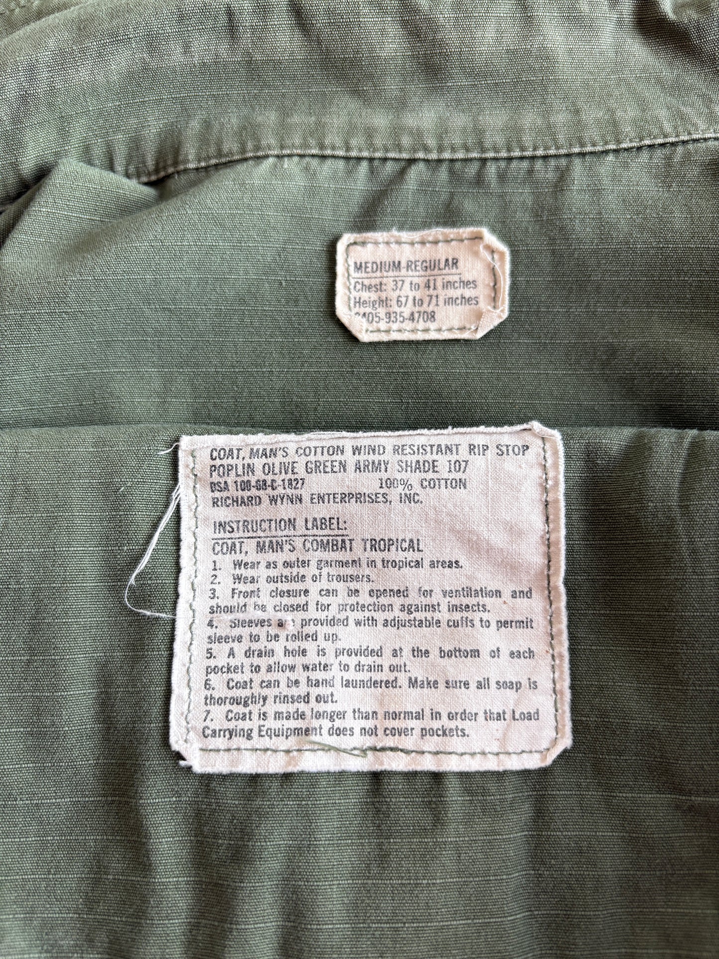 Med Reg. Authentic 1968 U.S. Army Vietnam War Jungle Jacket OG-107 – Vintage Military