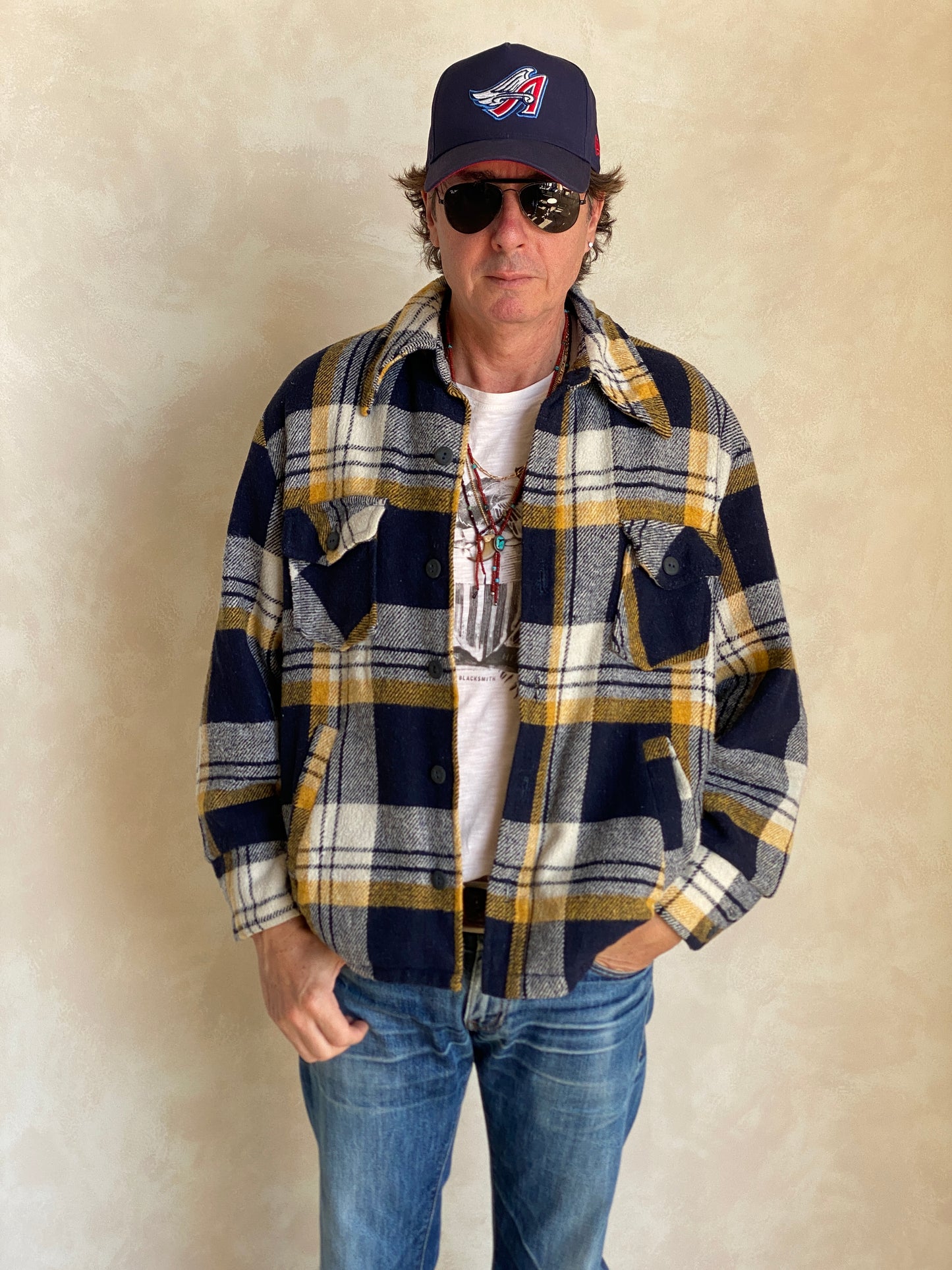 Size 44US/54EU . Vintage plaid heavy shirt jacket by Sears mens store
