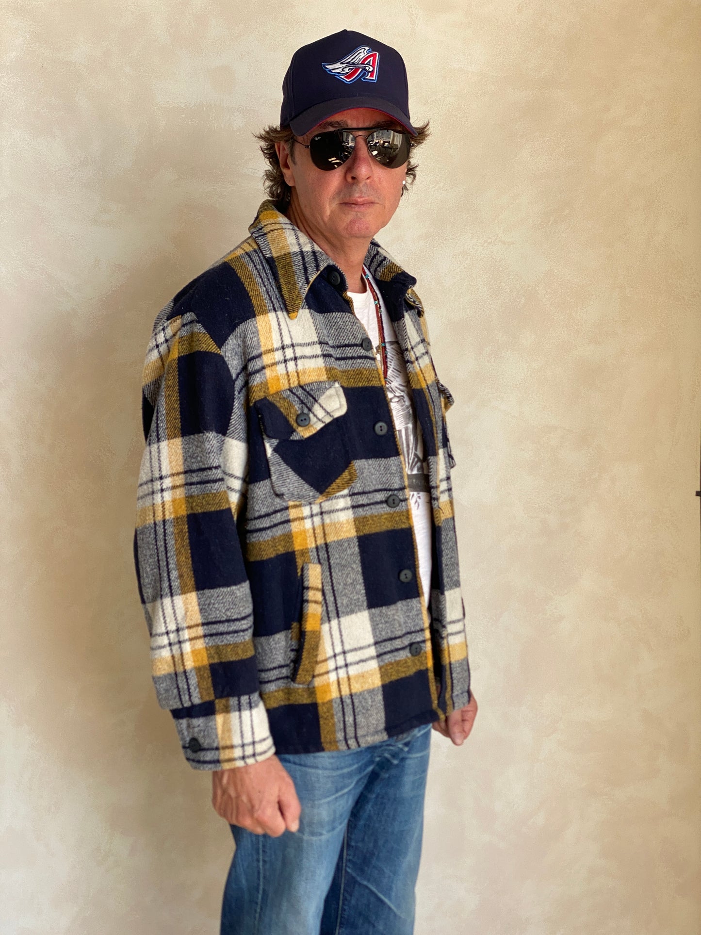 Size 44US/54EU . Vintage plaid heavy shirt jacket by Sears mens store