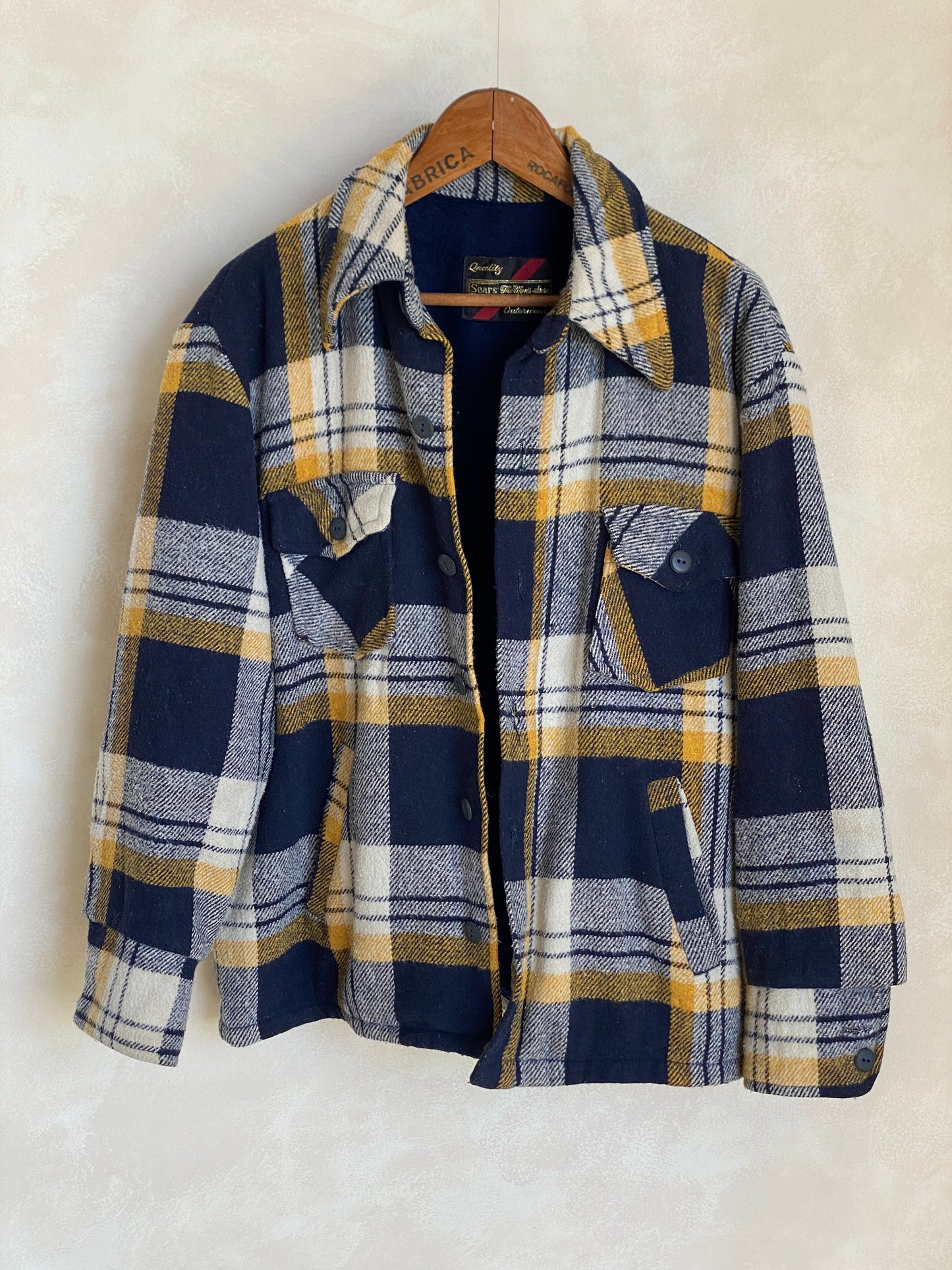 Size 44US/54EU . Vintage plaid heavy shirt jacket by Sears mens store