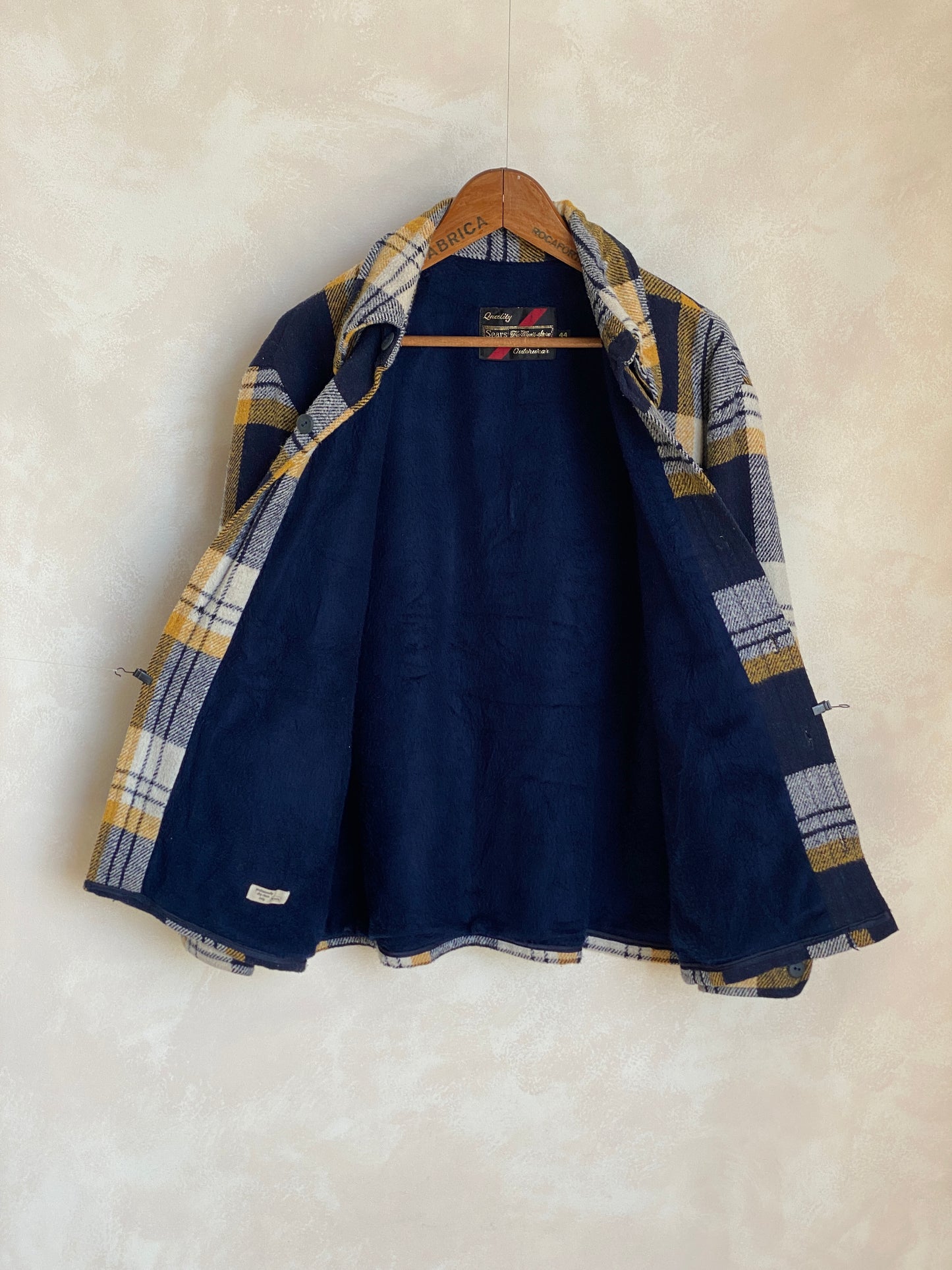 Size 44US/54EU . Vintage plaid heavy shirt jacket by Sears mens store