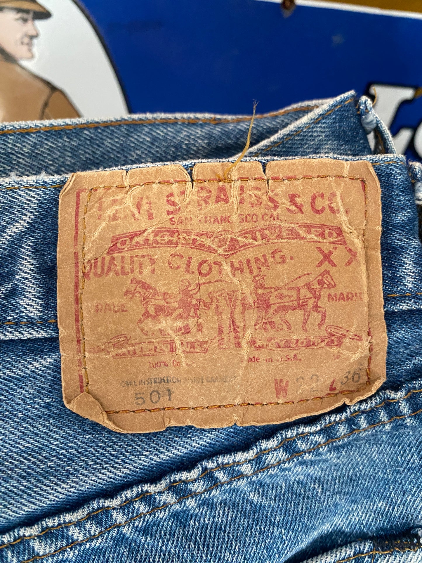 Authentic Levis 501 red line Selvedge 32X36 Marked size Made in USA