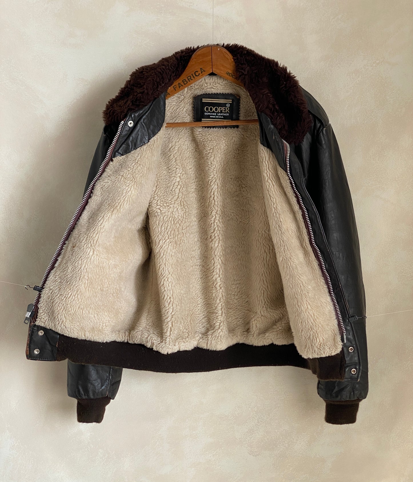 Vintage Cooper Leather Bomber Flight Jacket Aviator - Size 42 US Reg (52 EU), Made in USA