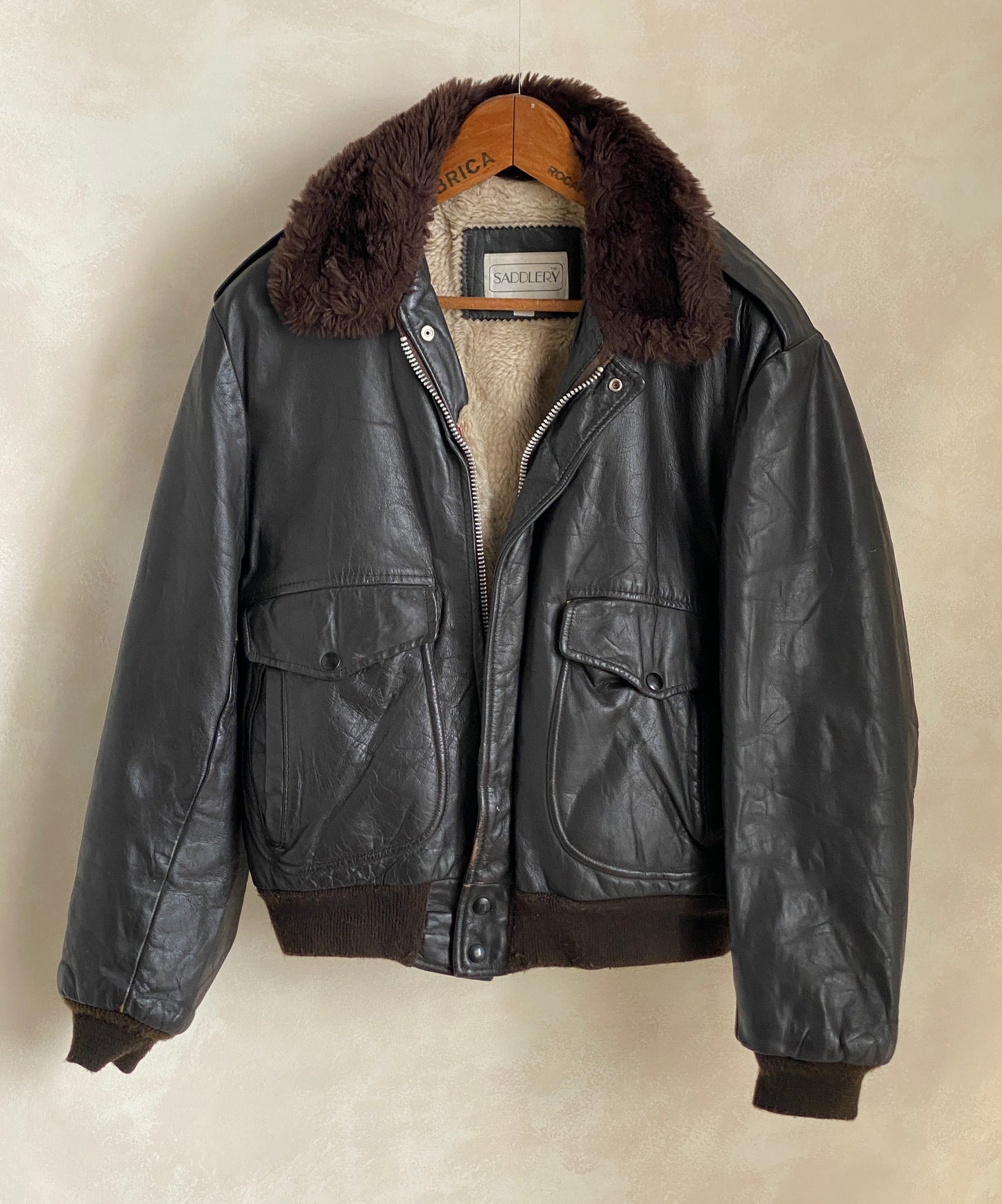 Vintage Leather Bomber Flight Jacket - Size 42US Reg (52EU) | Classic Aviator Style