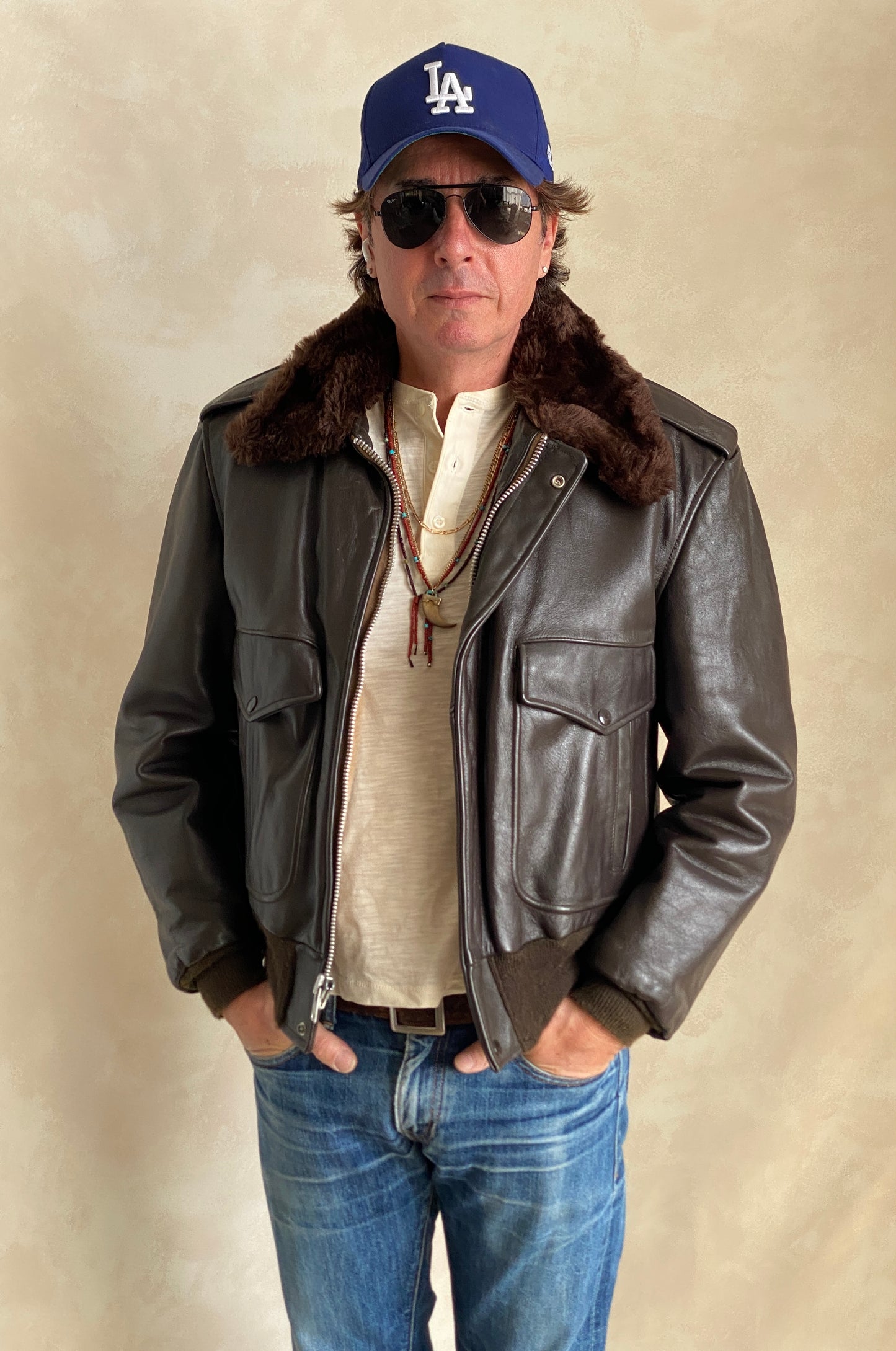 Golden Fleece Size 44 Vintage Leather Bomber Jacket - Made in USA