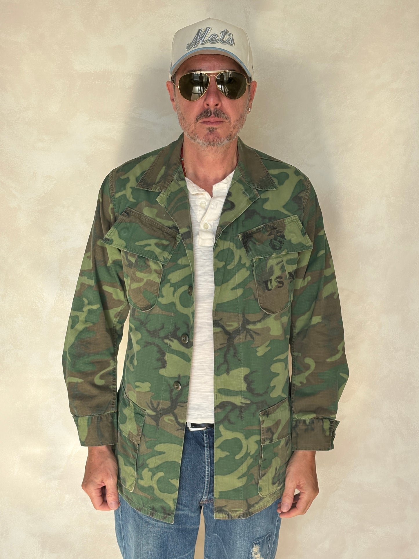Small Long. Authentic USMC 1969 US Army vintage Erld camouflage Vietnam jungle jacket. Military