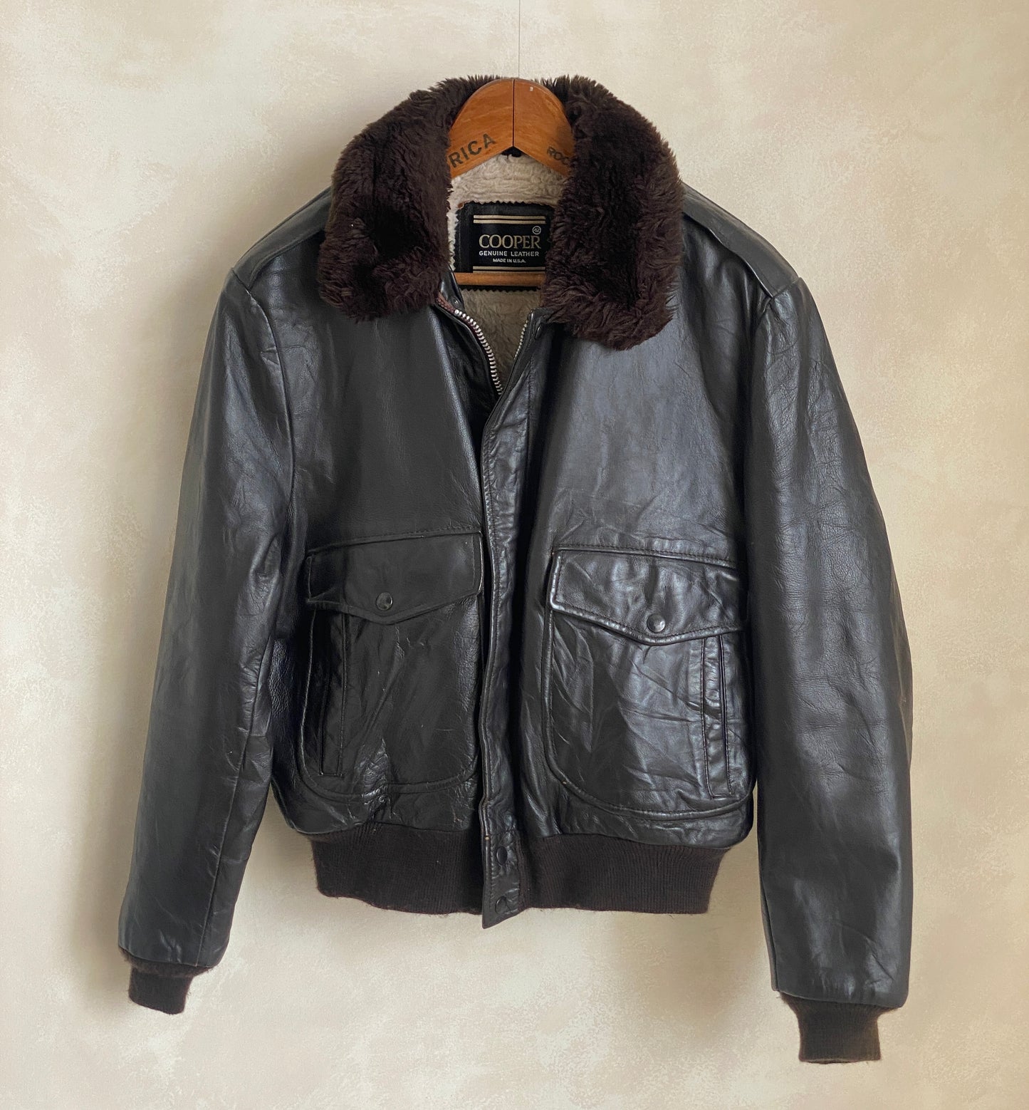 Size 42 USA / 52EU. Vintage Cooper leather Flight Jacket