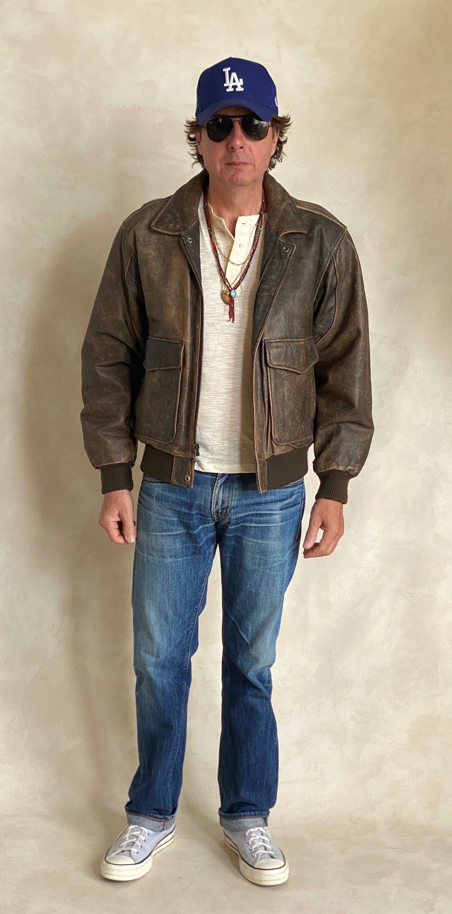 Size 42US Reg (52EU). Vintage leather bomber Flight Jacket Aviator