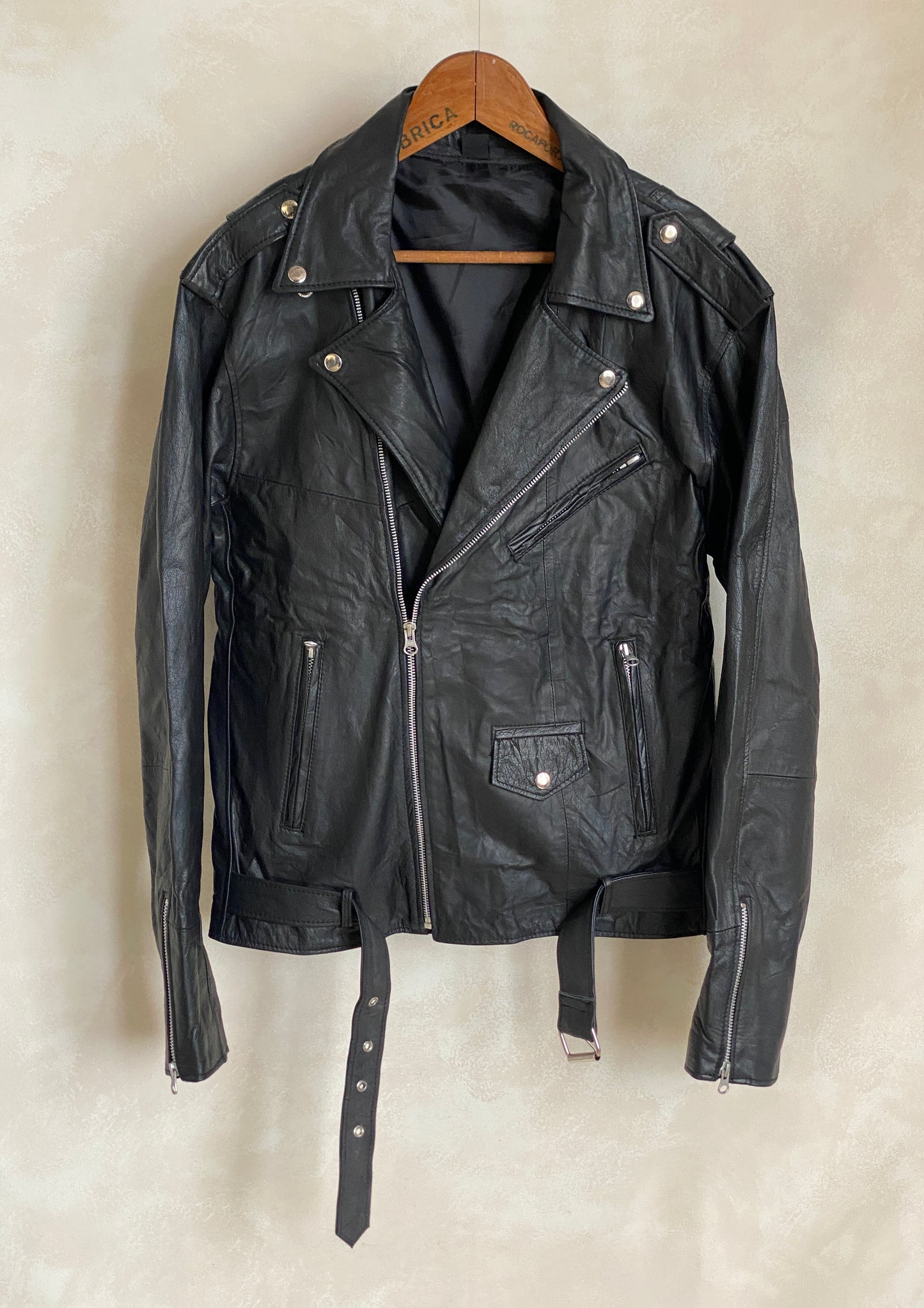 Medium Recycled Leather Motorcycle Jacket | Eco-Friendly Biker Gear