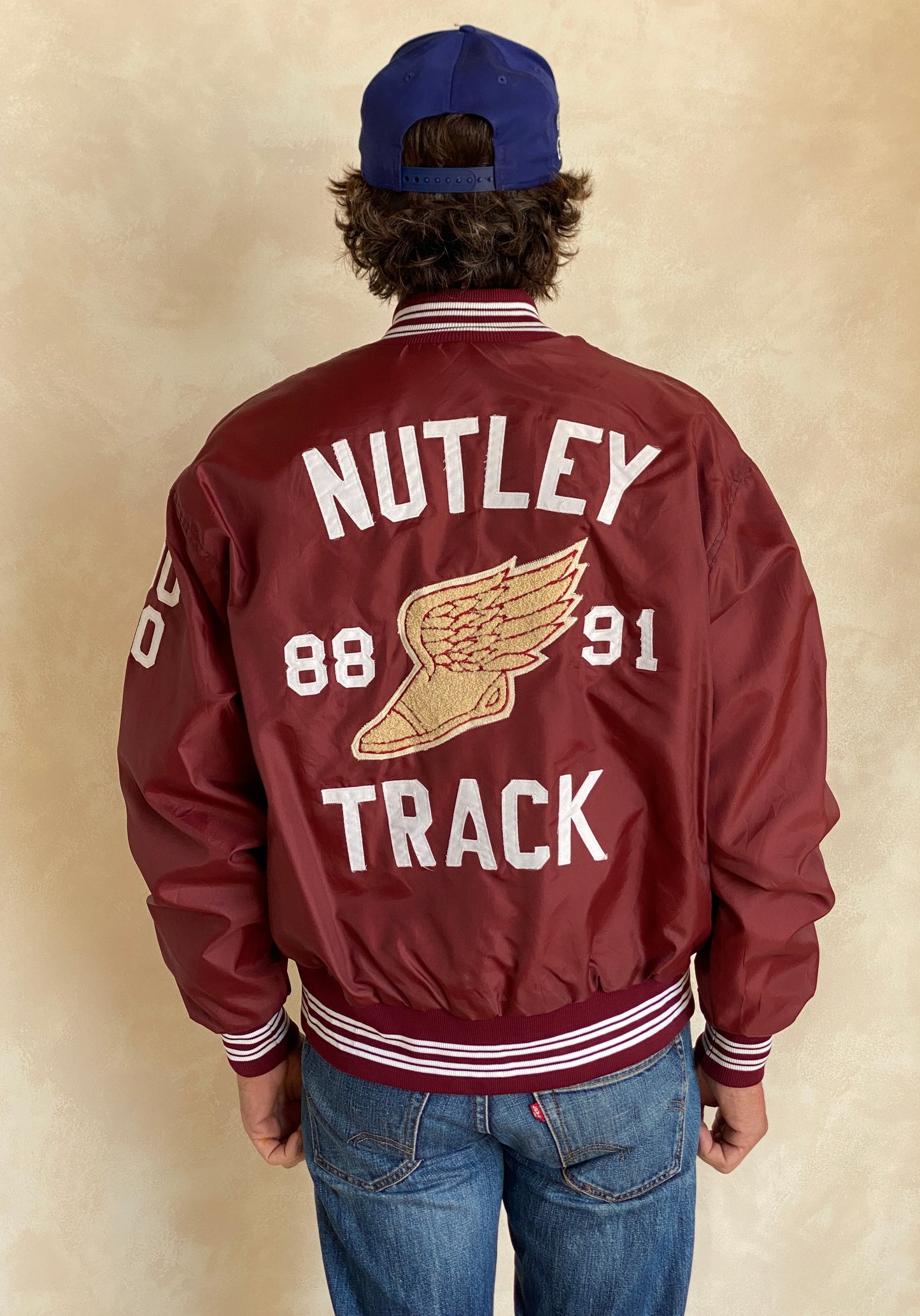 Large. 1991 Vintage Nylon track jacket / Varsity. Made in USA