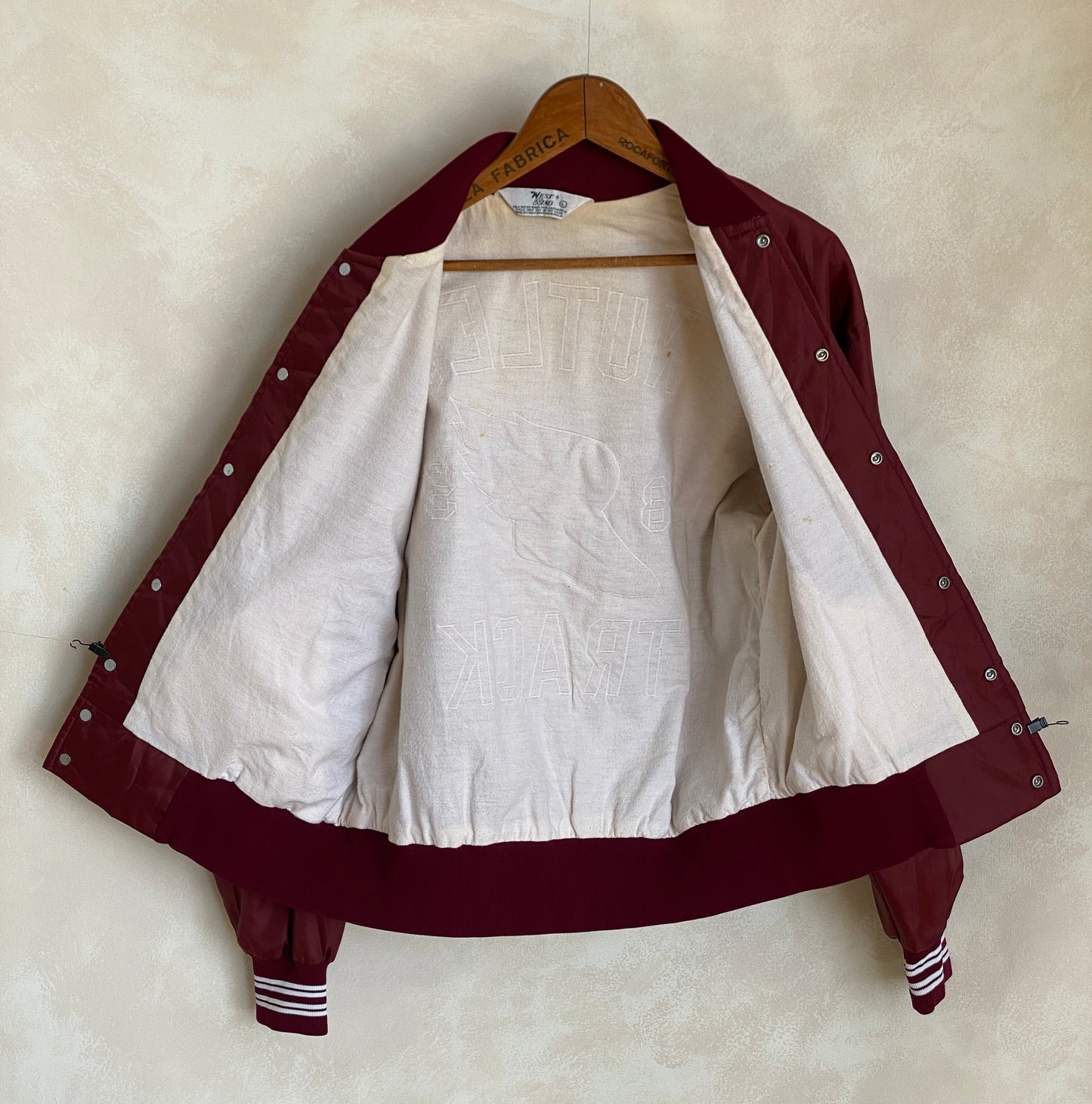 Large. 1991 Vintage Nylon track jacket / Varsity. Made in USA