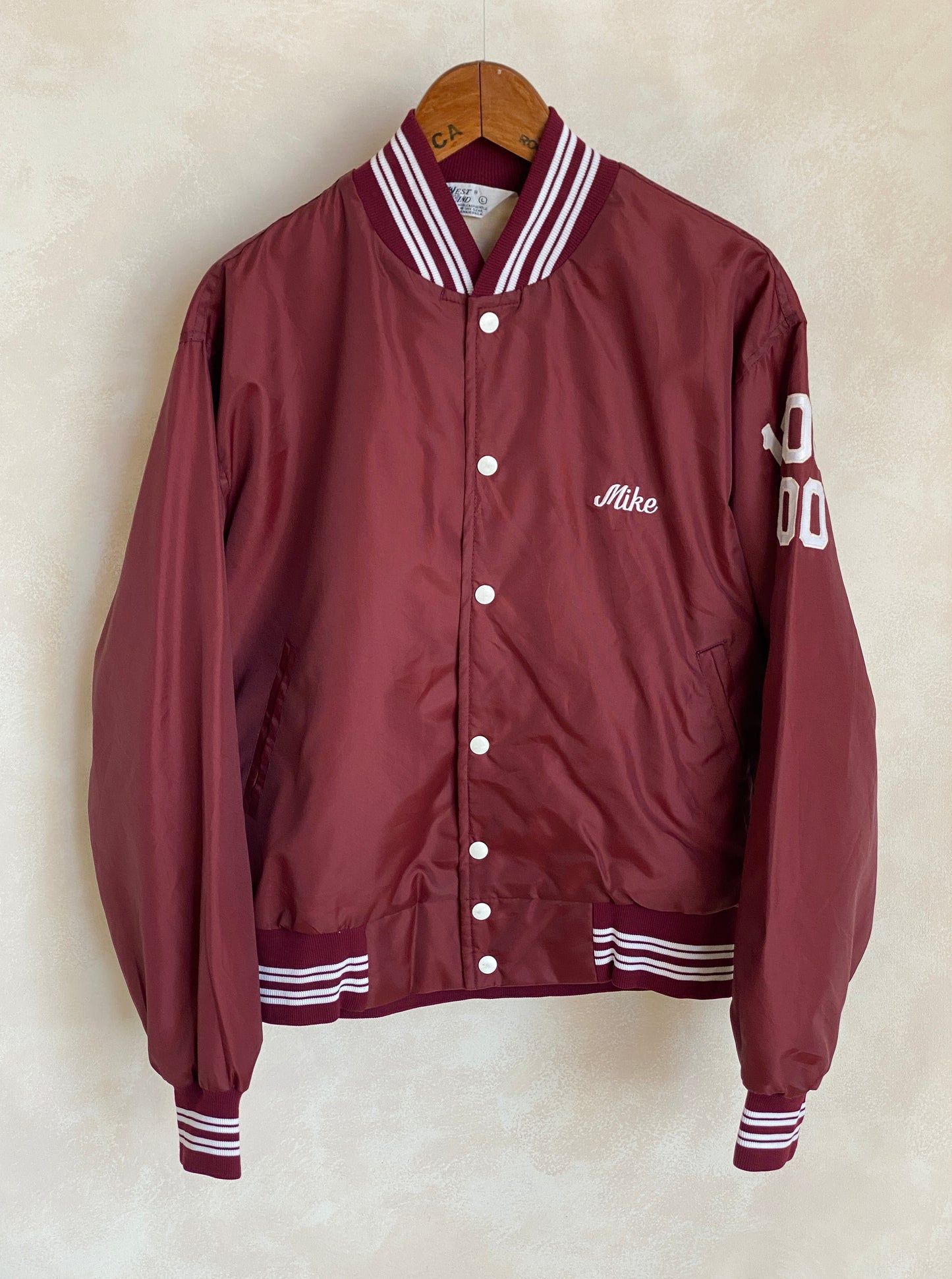 Large. 1991 Vintage Nylon track jacket / Varsity. Made in USA