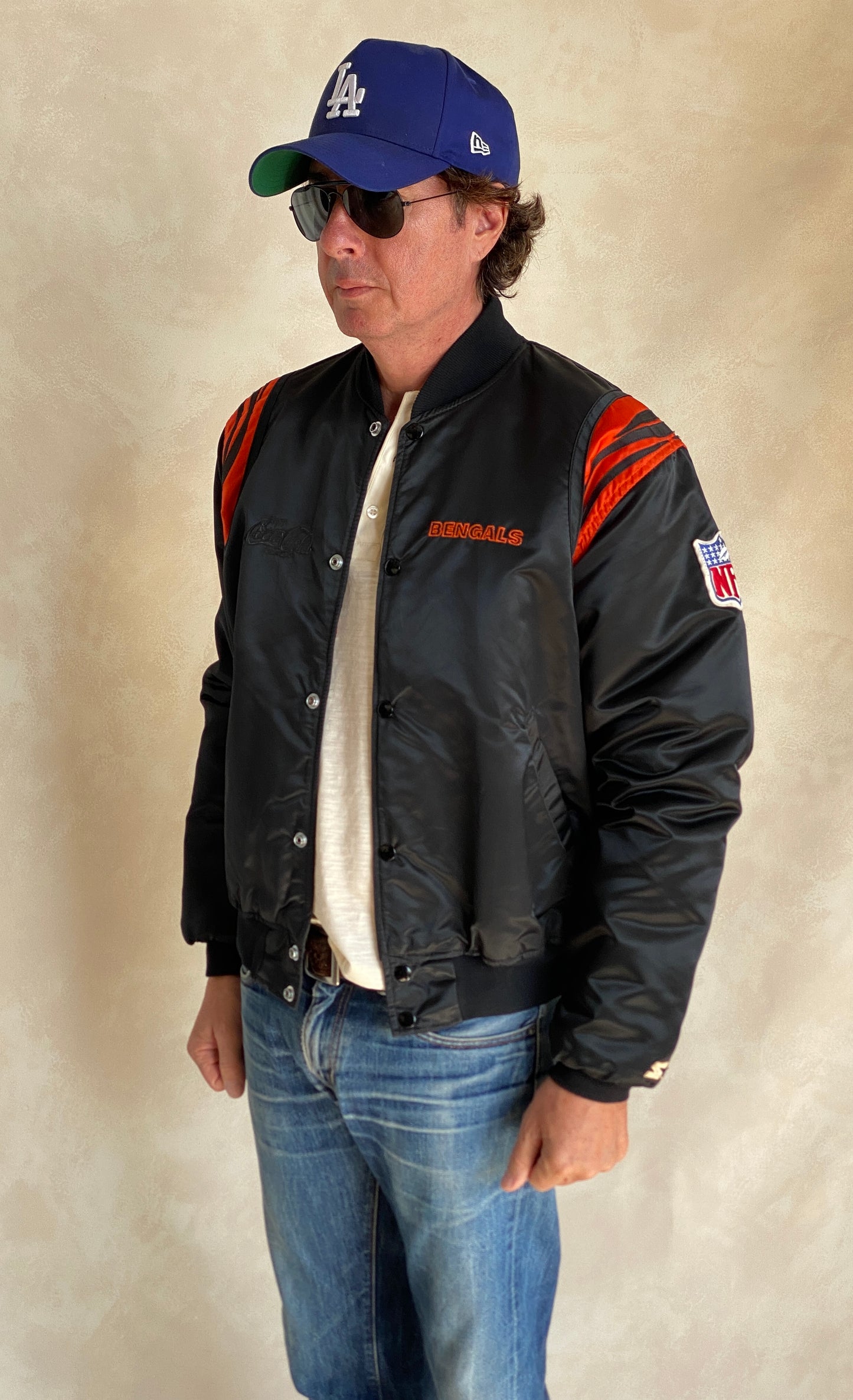 Large Size Vintage 80s Bengals Jacket, Made in USA - Sports Memorabilia