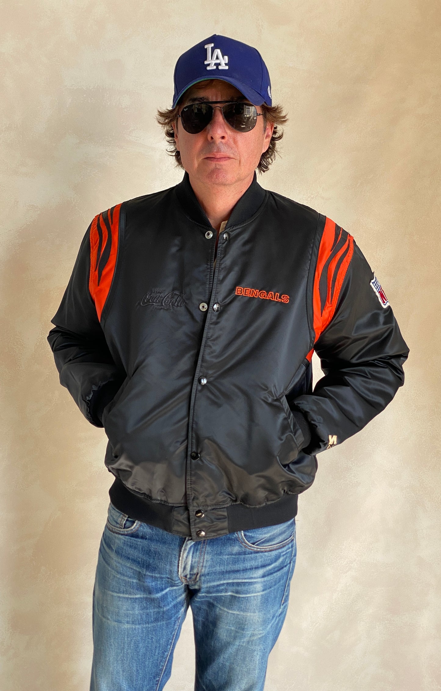 Large Size Vintage 80s Bengals Jacket, Made in USA - Sports Memorabilia