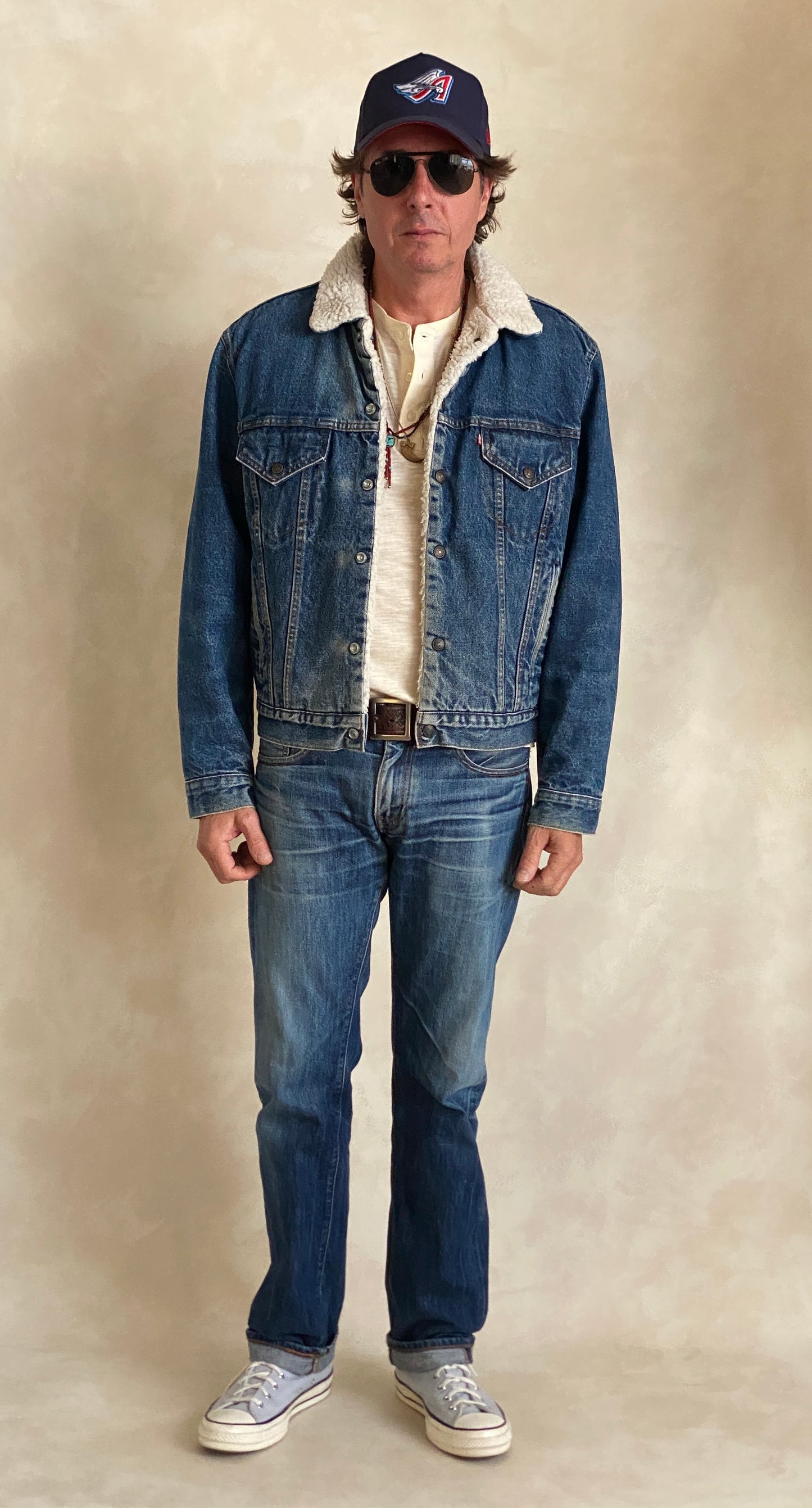Vintage LEVIS Faux Sherpa Fleece Jacket - Size 44 Reg USA | Authentic American Style