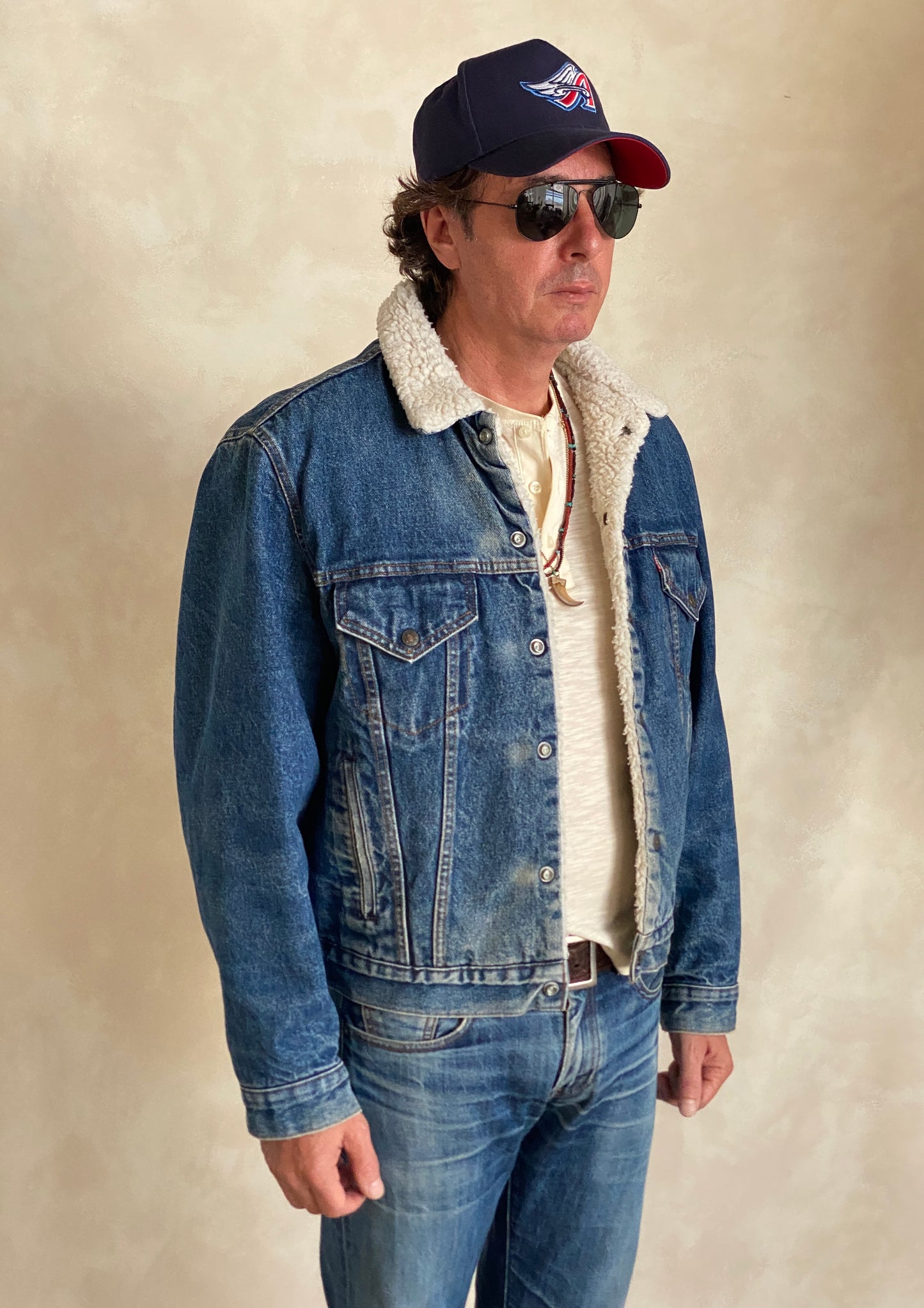 Vintage LEVIS Faux Sherpa Fleece Jacket - Size 44 Reg USA | Authentic American Style
