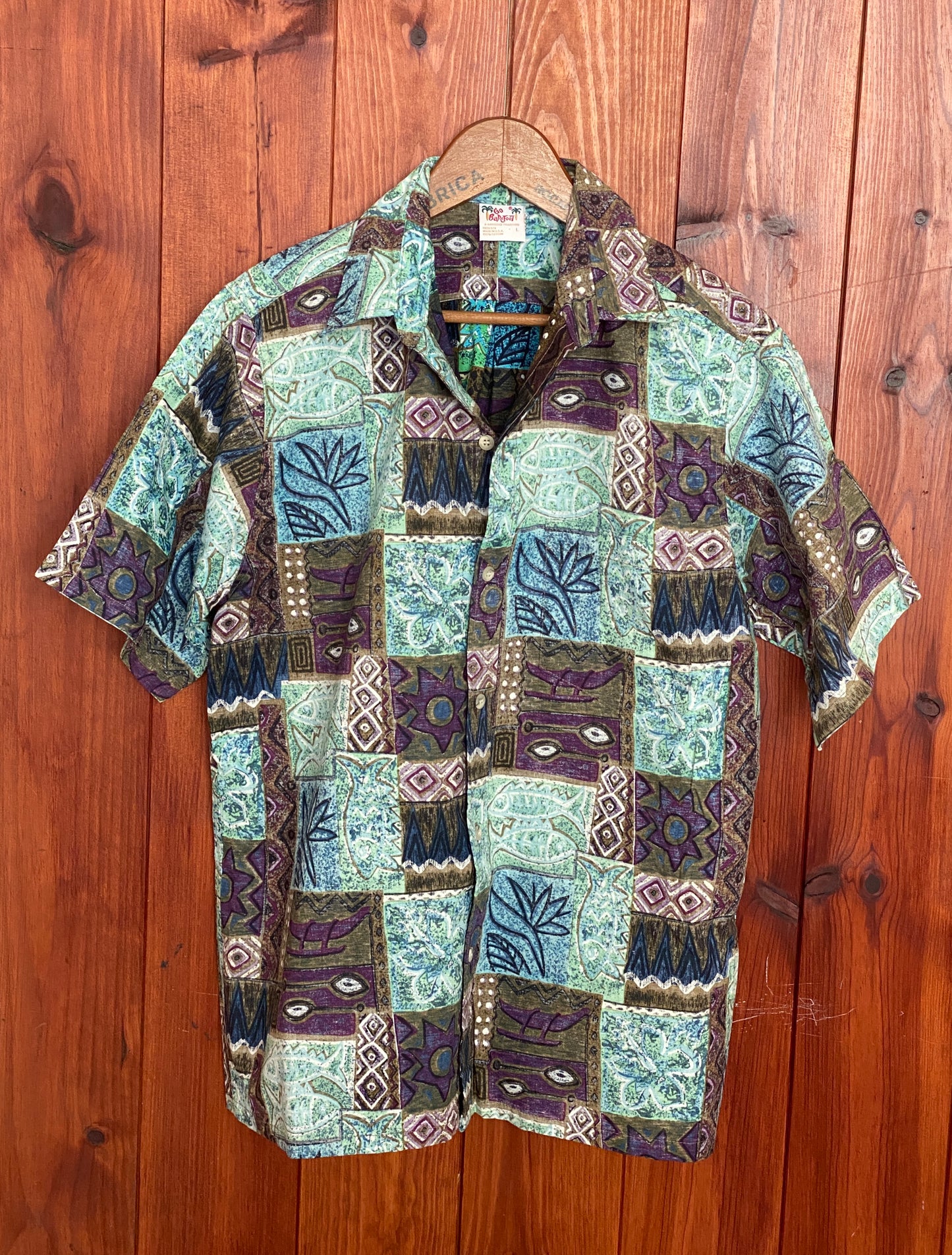 Vintage 60s Hawaiian Cotton Shirt - Size L, Made in USA by Go Bearfoot