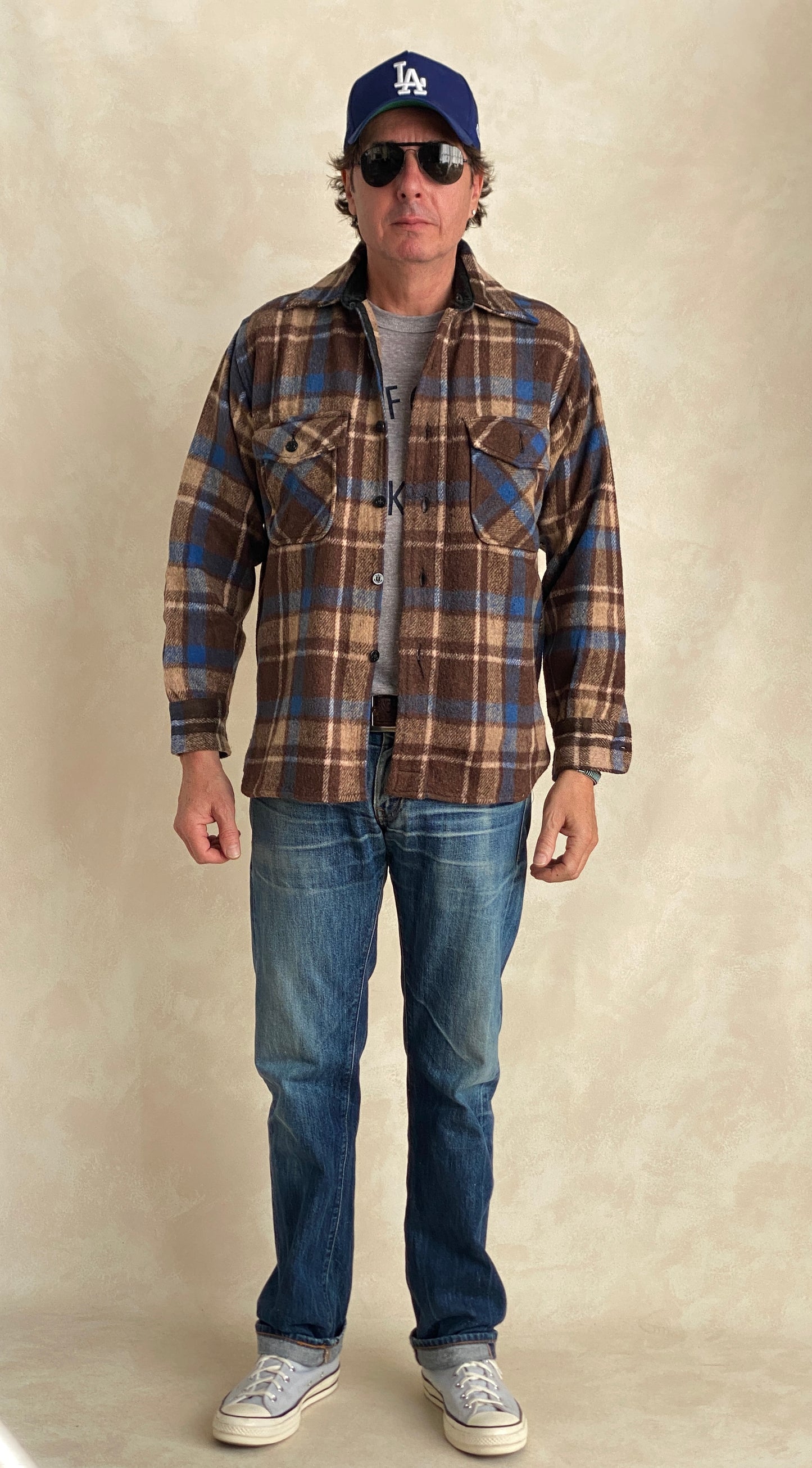 Med. Vintage plaid heavy shirt jacket By Sears mens store