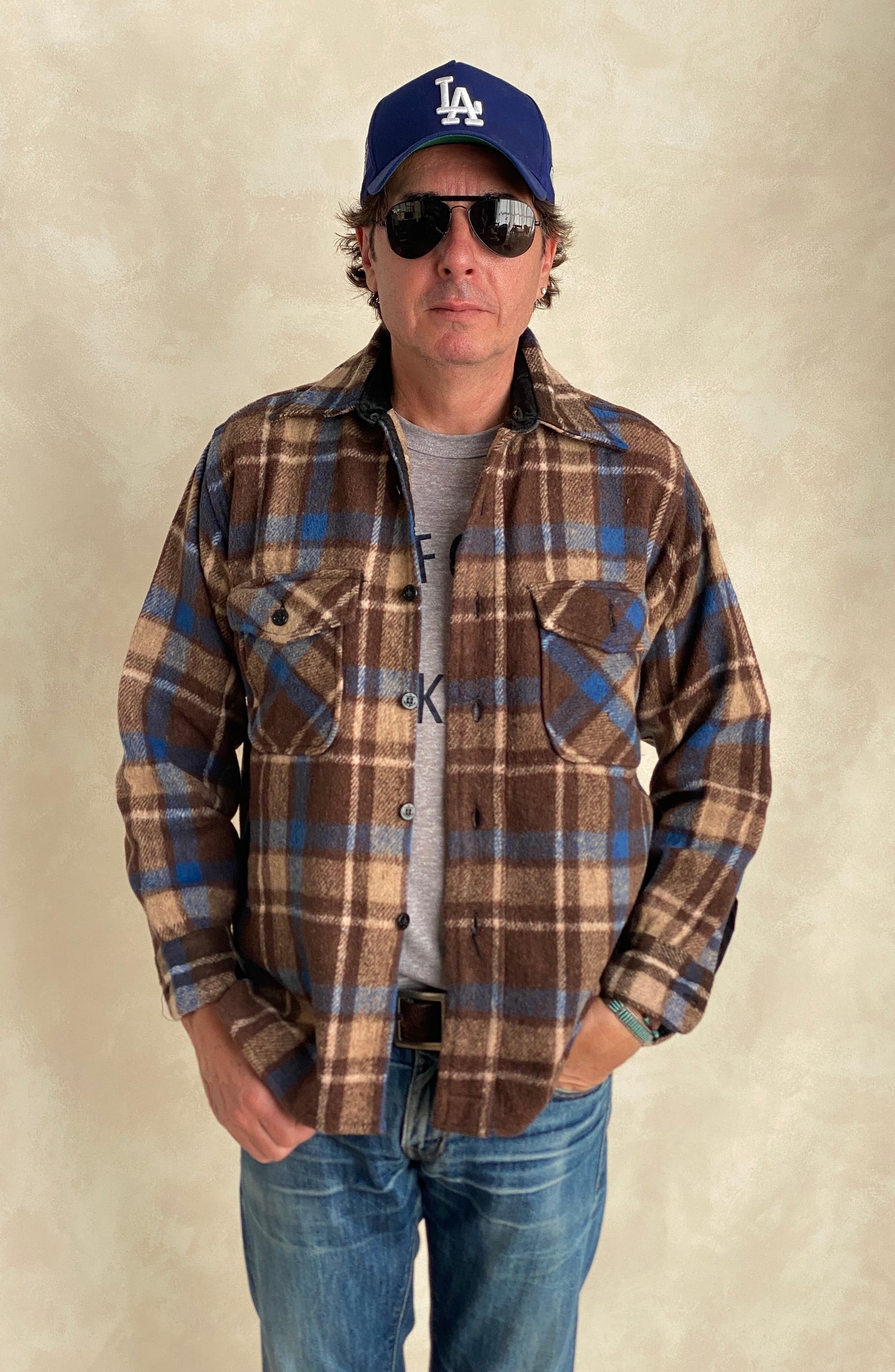 Med. Vintage plaid heavy shirt jacket By Sears mens store