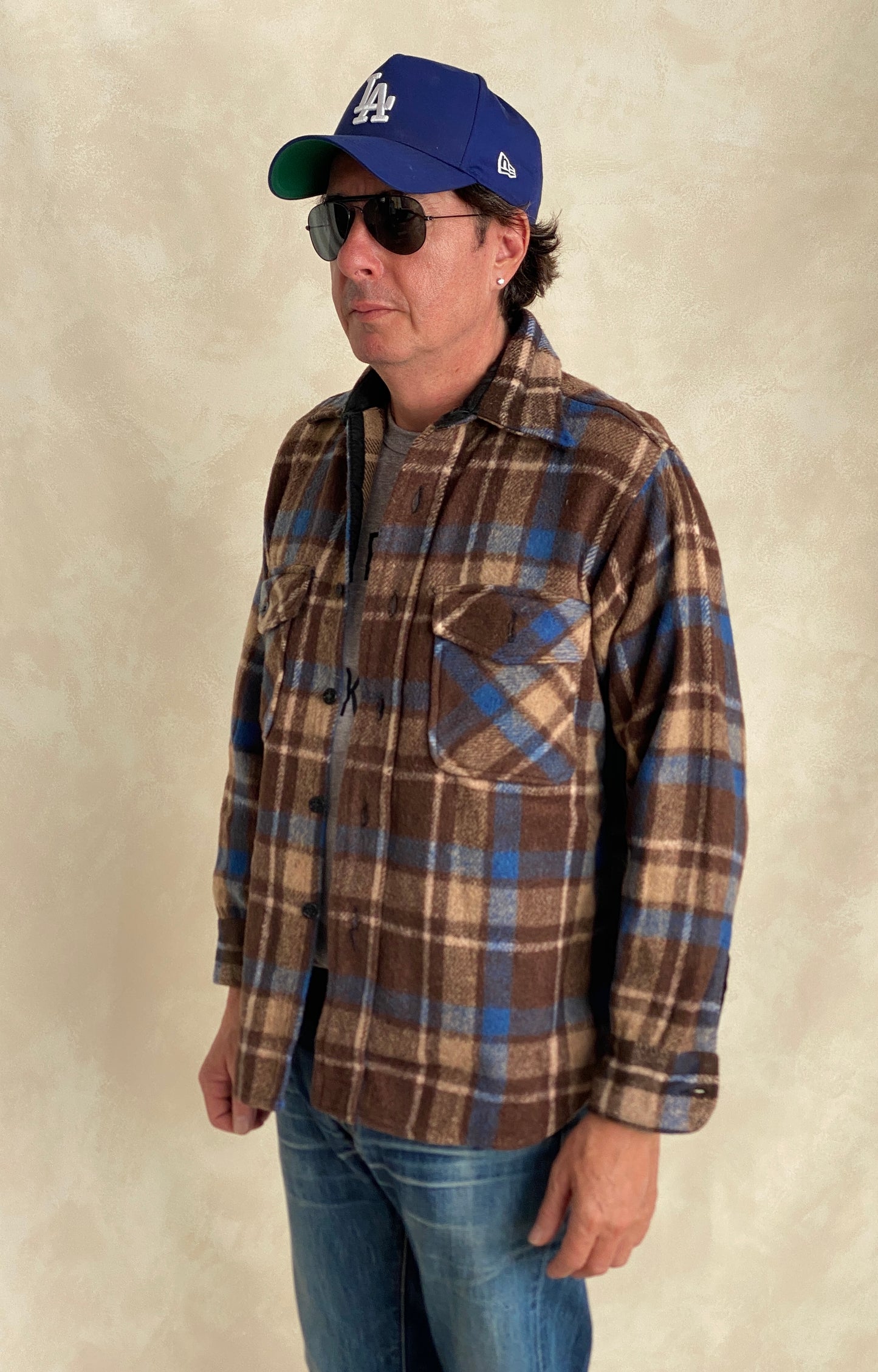 Med. Vintage plaid heavy shirt jacket By Sears mens store
