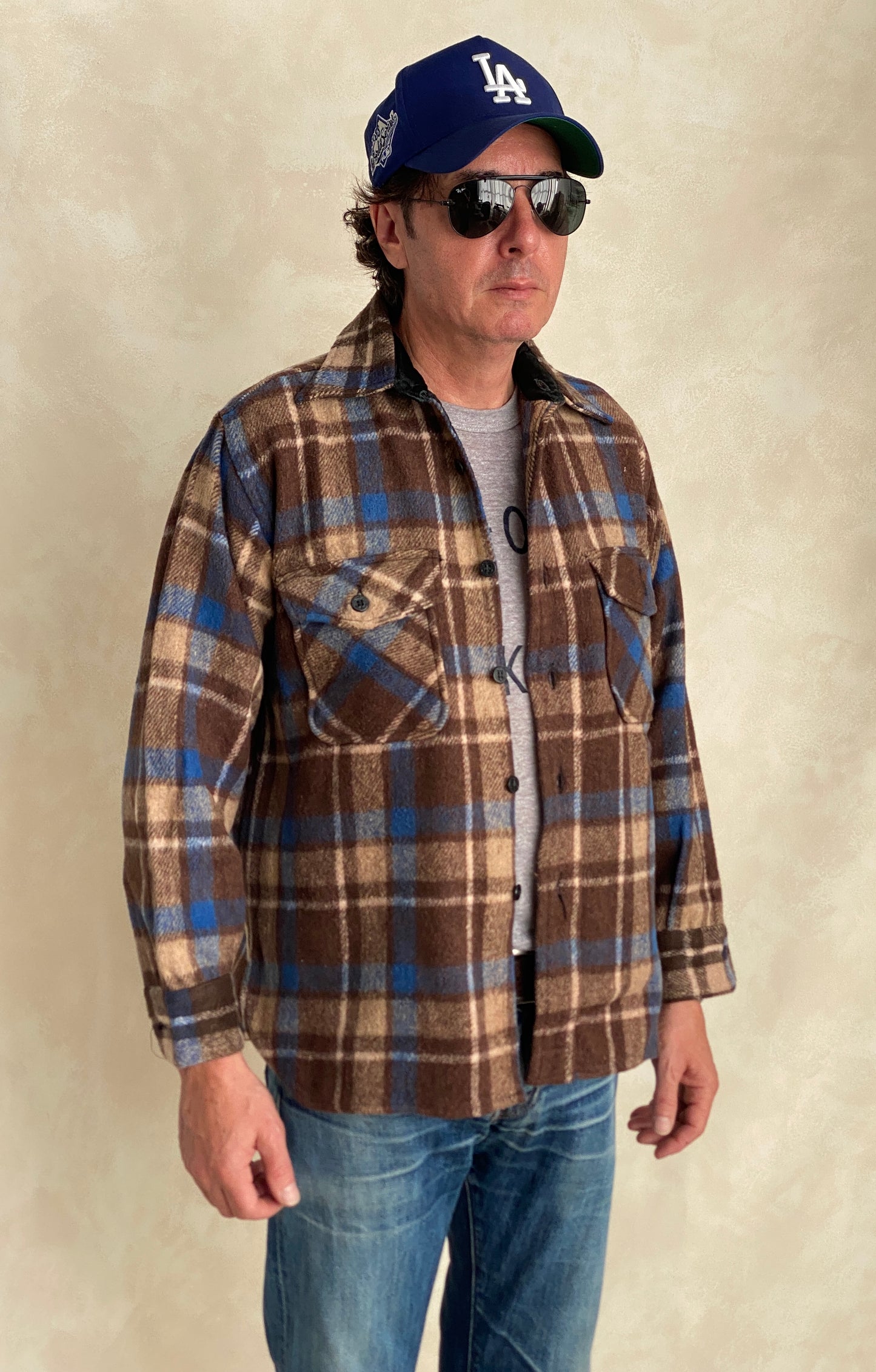 Med. Vintage plaid heavy shirt jacket By Sears mens store
