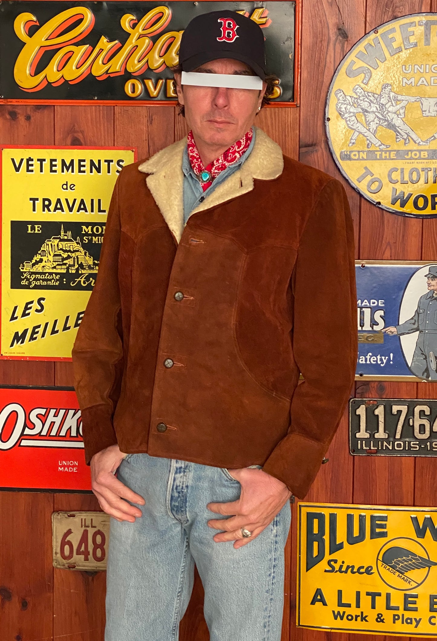 Size 40US Reg (50EU). Vintage suede ranch jacket made in USA