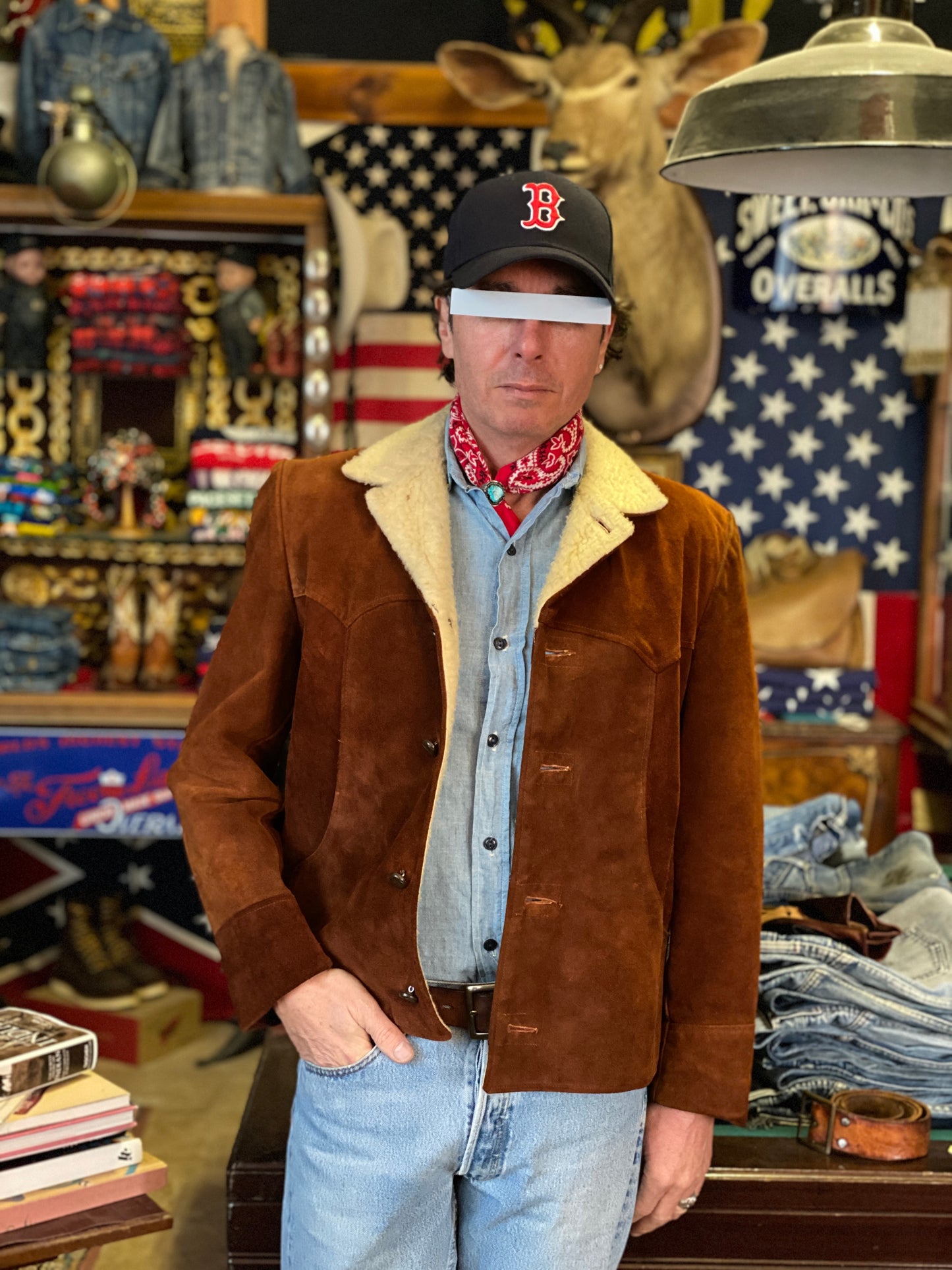 Size 40US Reg (50EU). Vintage suede ranch jacket made in USA