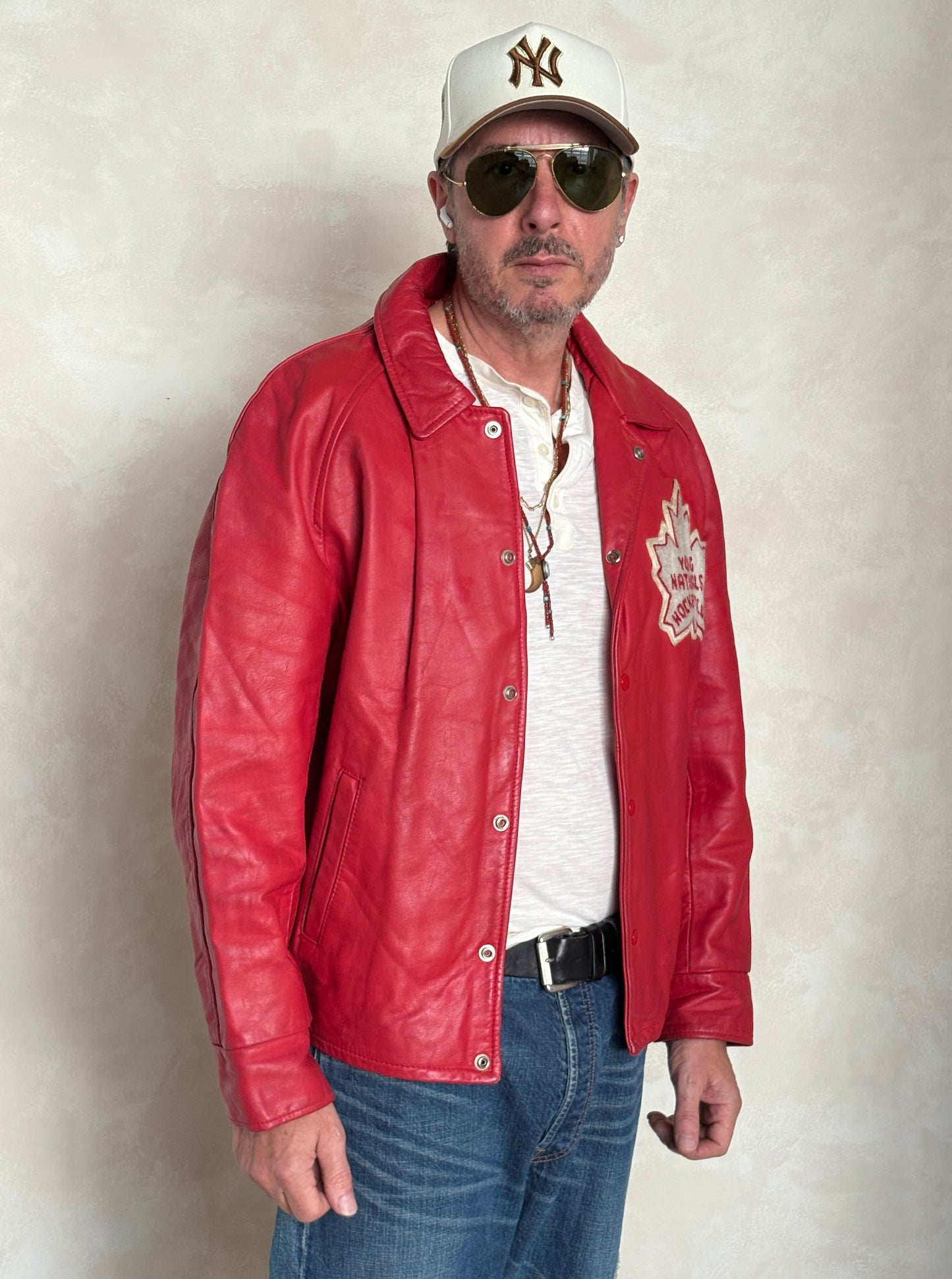 Size 44US / 54EU Vintage Leather Hockey Jacket Men’s Size 44 – Soft Canadian Leather – Made in Canada
