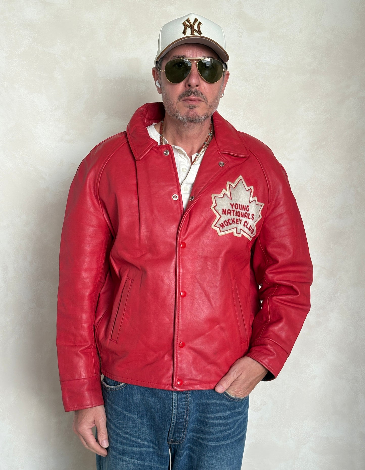 Size 44US / 54EU Vintage Leather Hockey Jacket Men’s Size 44 – Soft Canadian Leather – Made in Canada