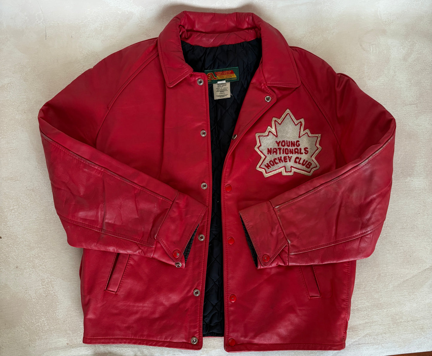 Size 44US / 54EU Vintage Leather Hockey Jacket Men’s Size 44 – Soft Canadian Leather – Made in Canada