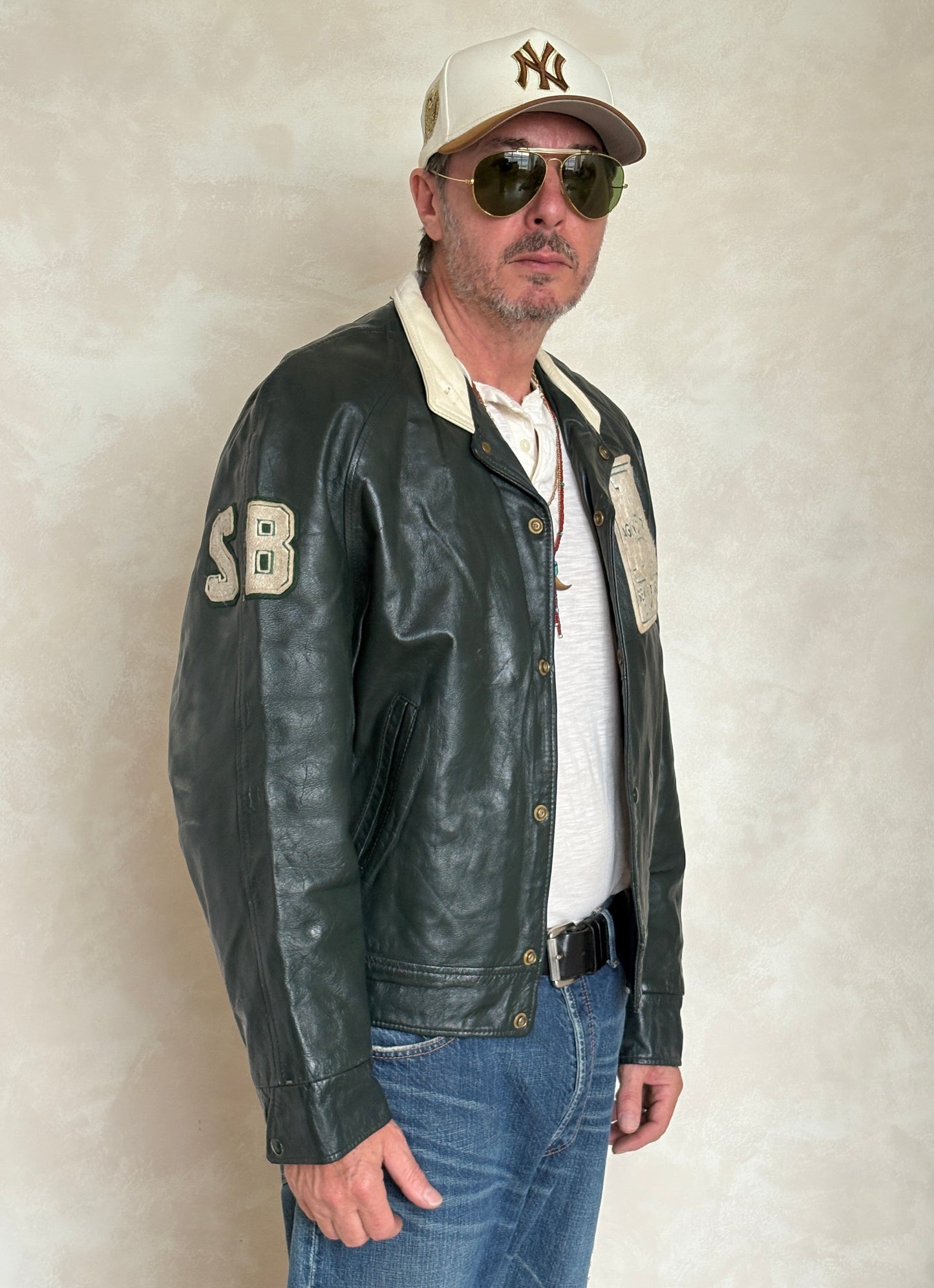 Size 44US / 54EU Vintage 1986 Agincourt Lancers Varsity Leather Jacket — Canadian High School Football — SSAAA Champions — Made in Canada