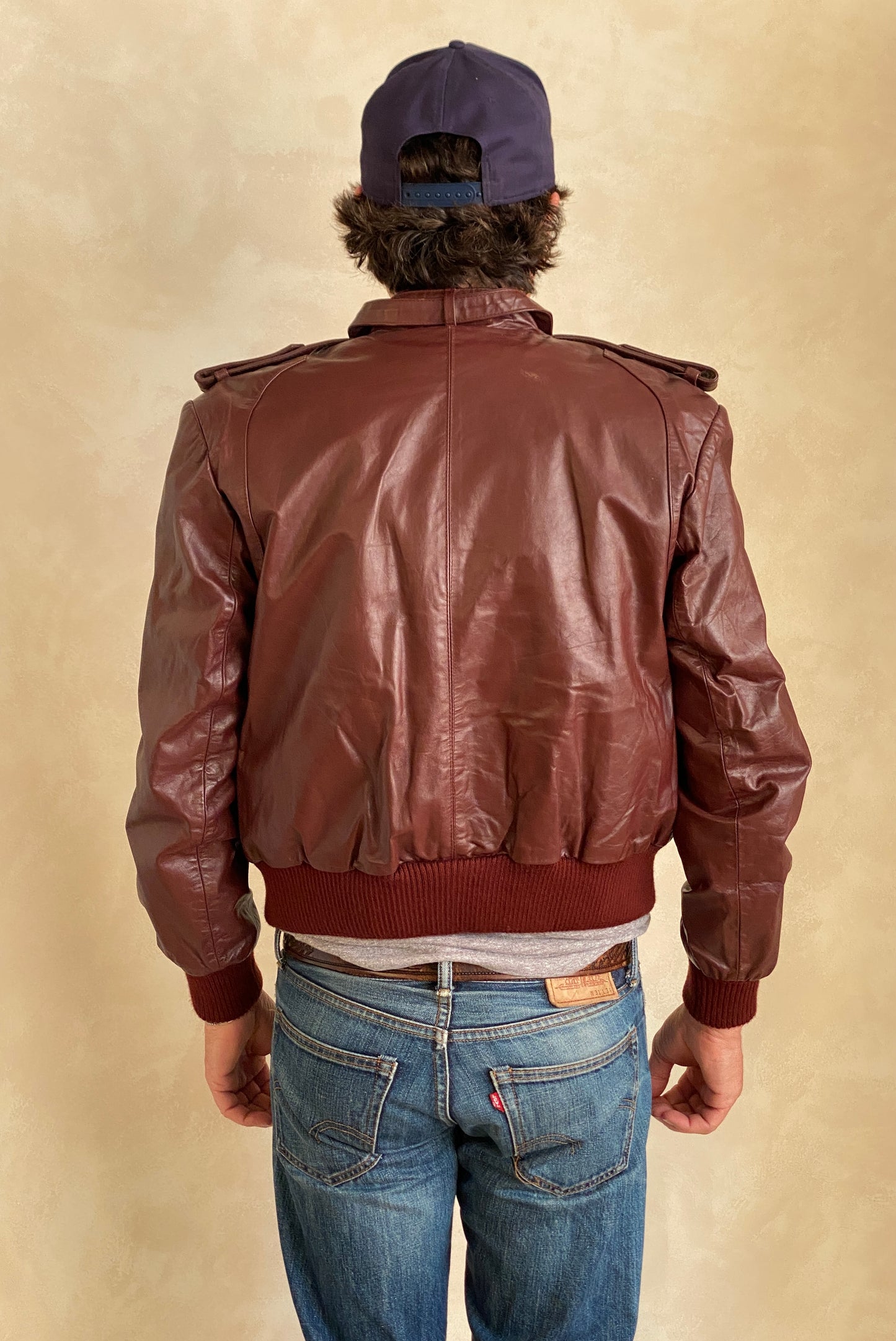 Size 12US Vintage 80s leather jacket removable lining